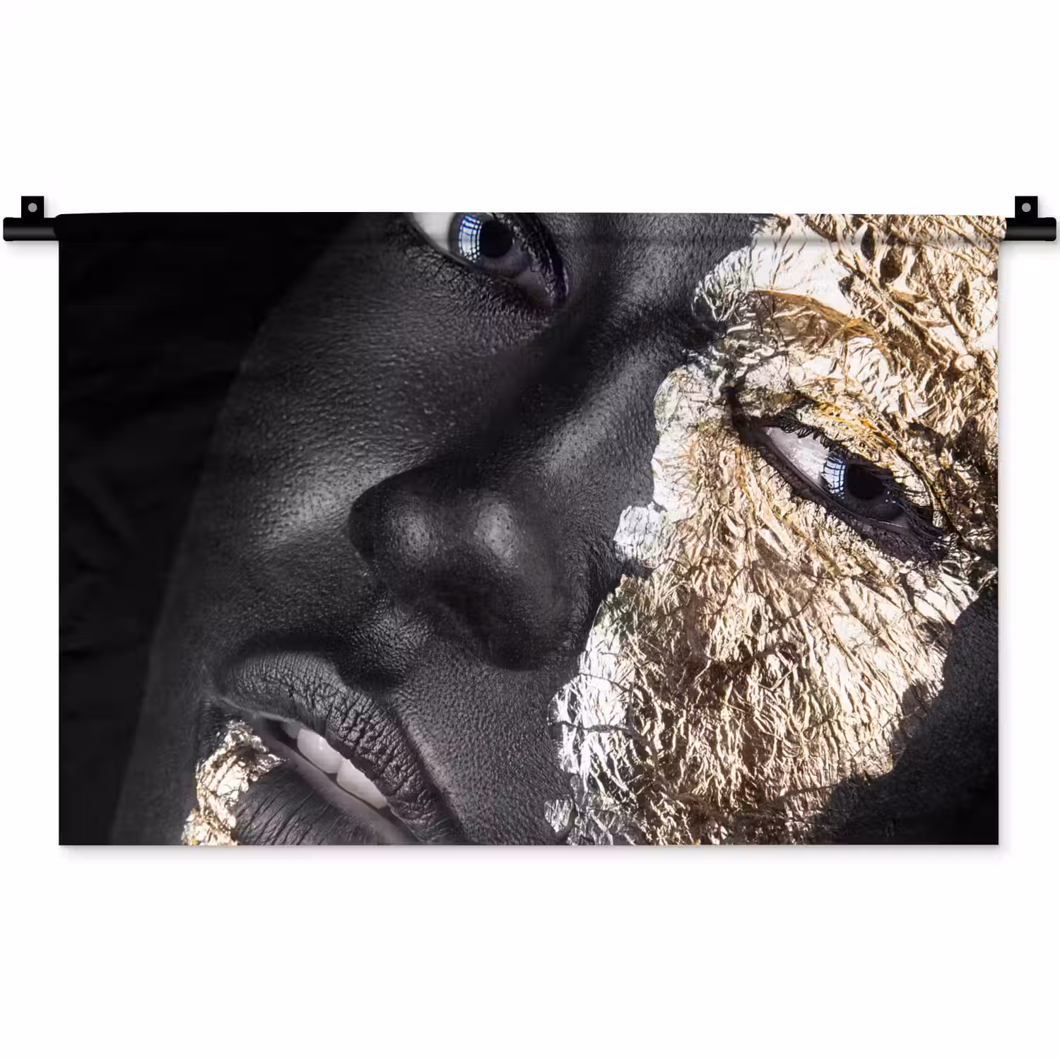 Vrouw - Goud - Zwart - Verf - Luxe Wandkleed katoen klein -zz3d