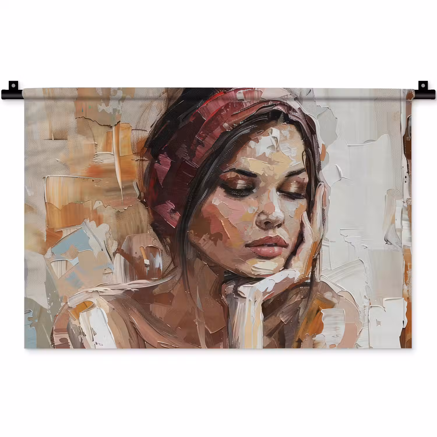 Vrouw - Verflook - Portret - Modern Wandkleed katoen klein -zz3d