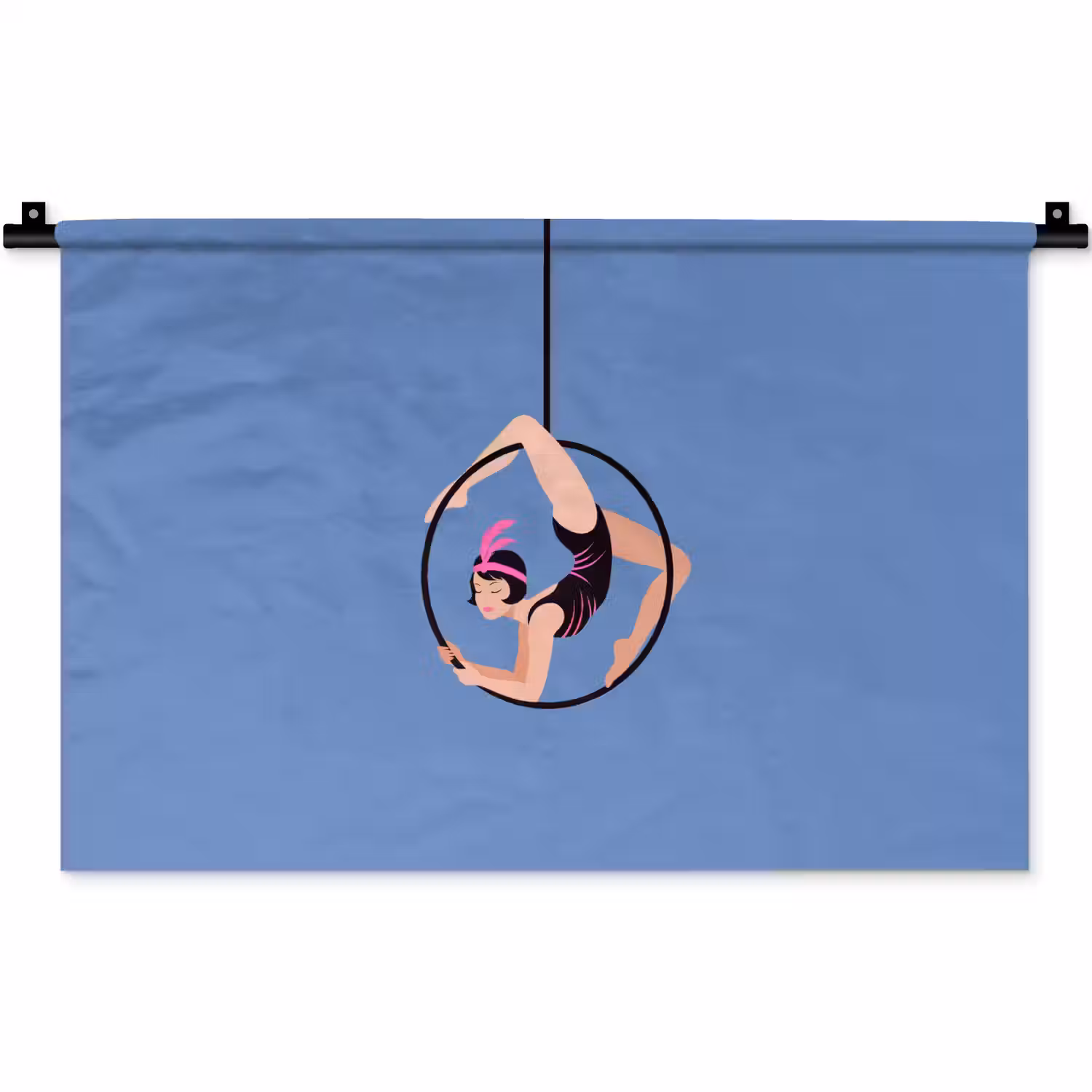 Vrouw - Aerial hoop - Art deco - Illustratie - Blauw Wandkleed katoen klein -zz3d