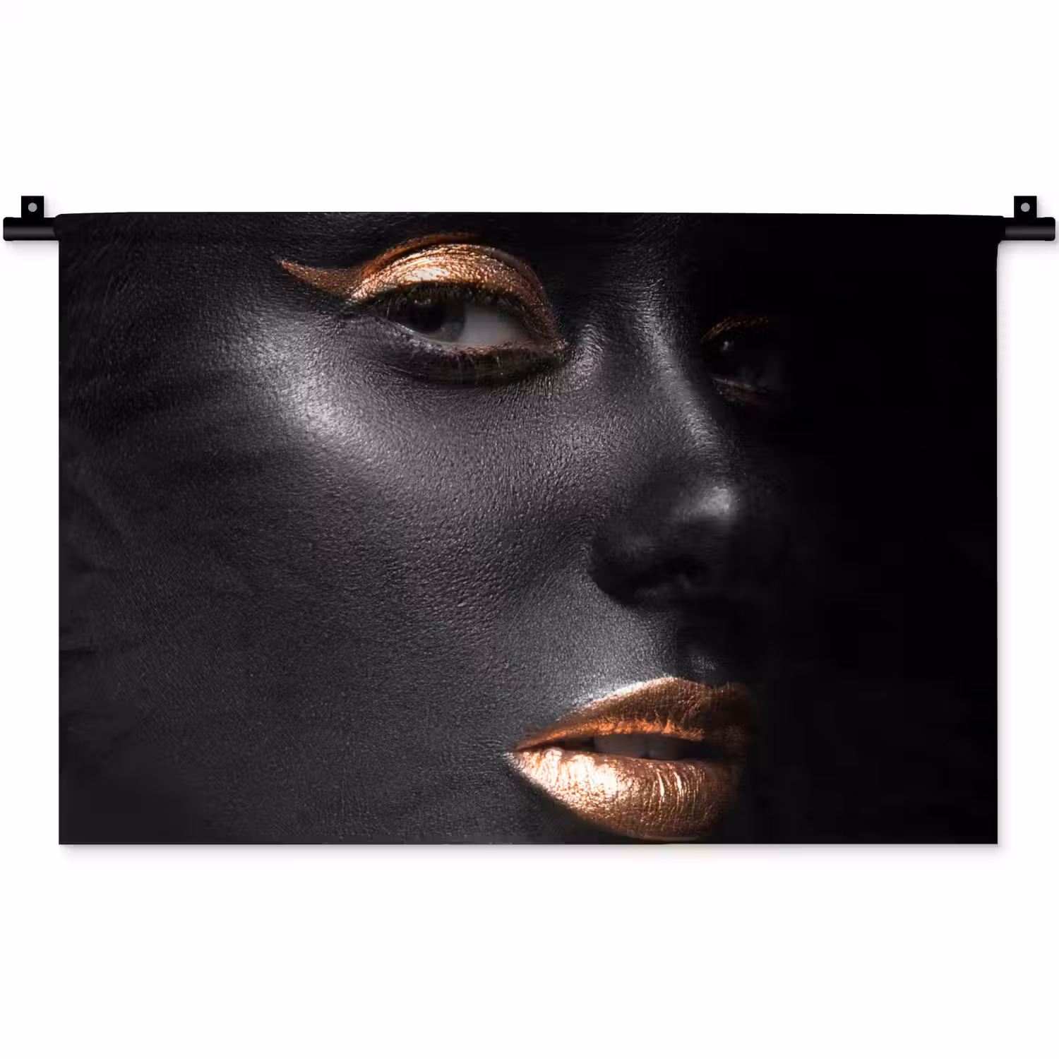 Vrouw - Make-up - Koper - Zwart Wandkleed katoen klein -zz3d