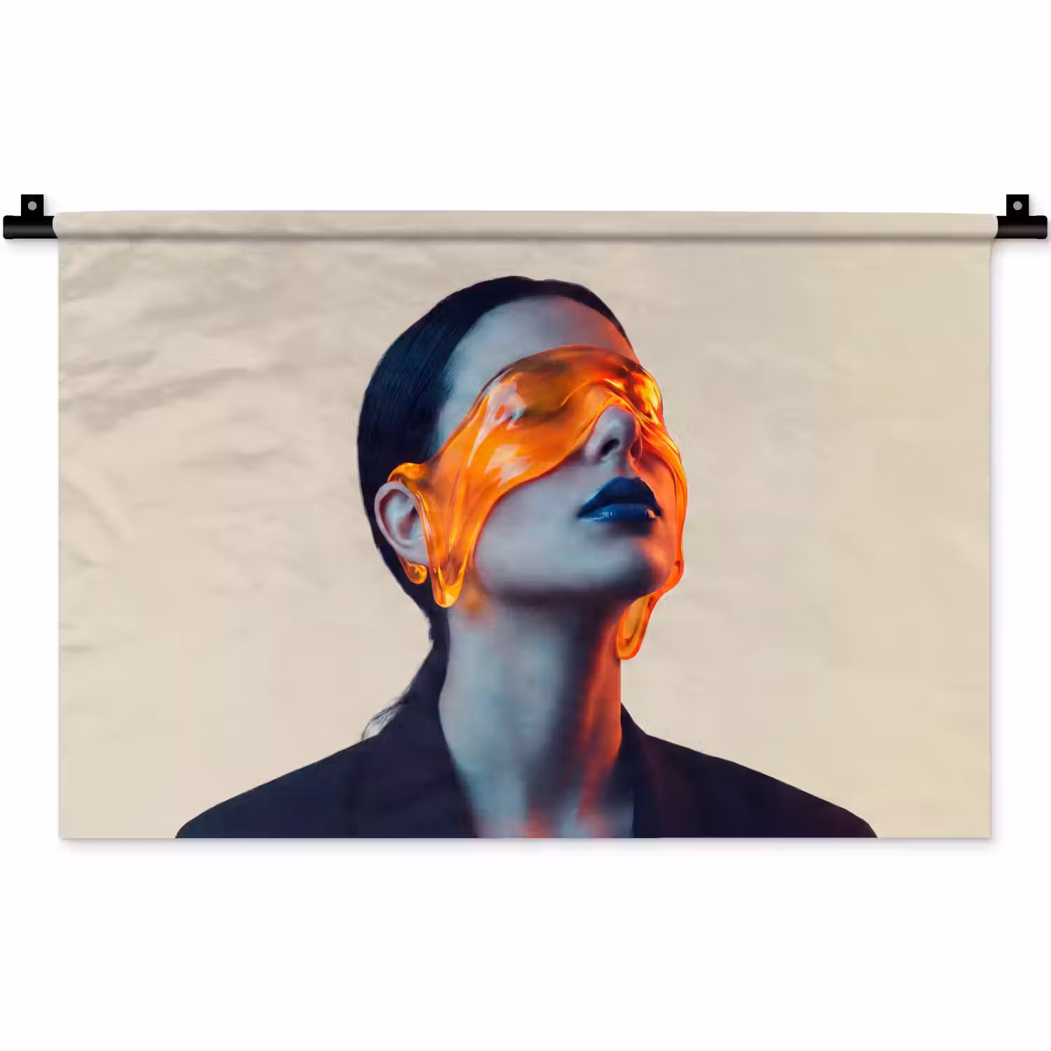 Vrouw - Oranje - Abstract - Modern - Kleurrijk Wandkleed katoen klein -zz3d