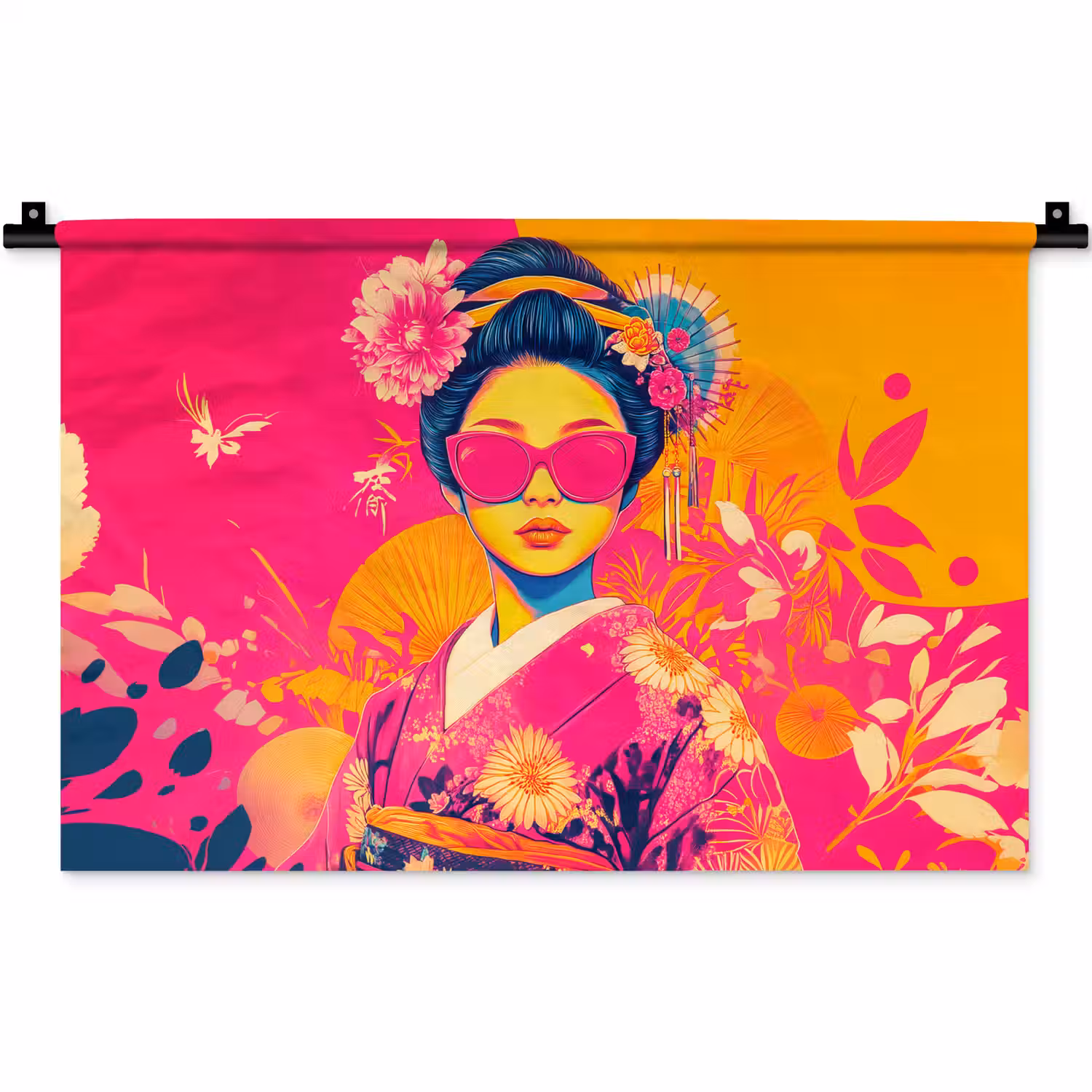 Vrouw - Zonnebril - Abstract - Oranje Wandkleed katoen klein -zz3d