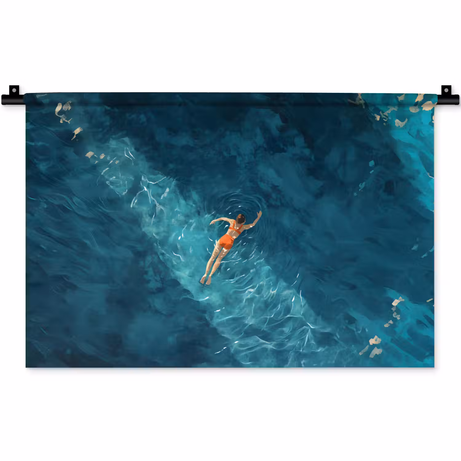 Vrouw - Water - Bikini - Oranje Wandkleed katoen klein -zz3d