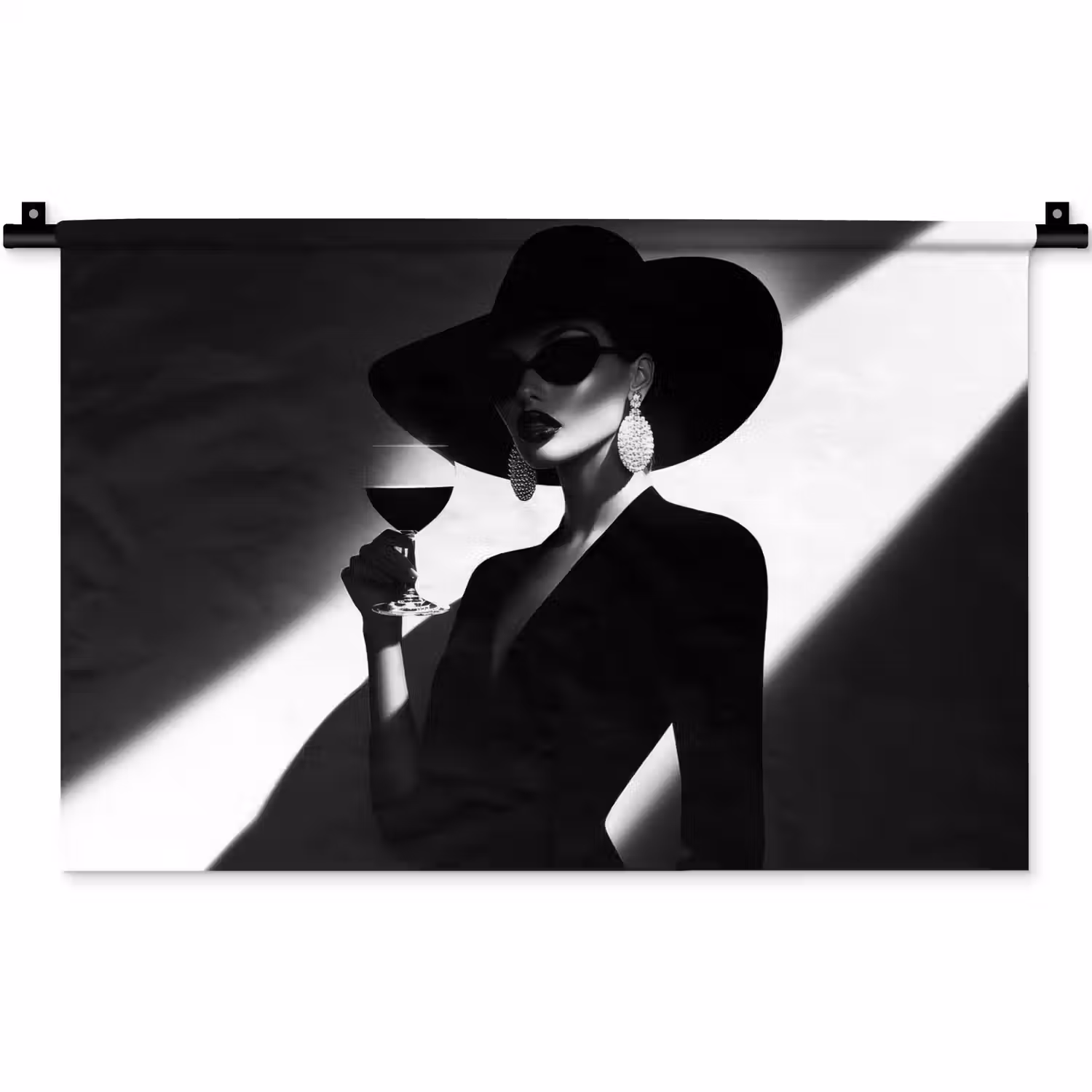 Vrouw - Wijn - Chic Wandkleed katoen klein -zz3d