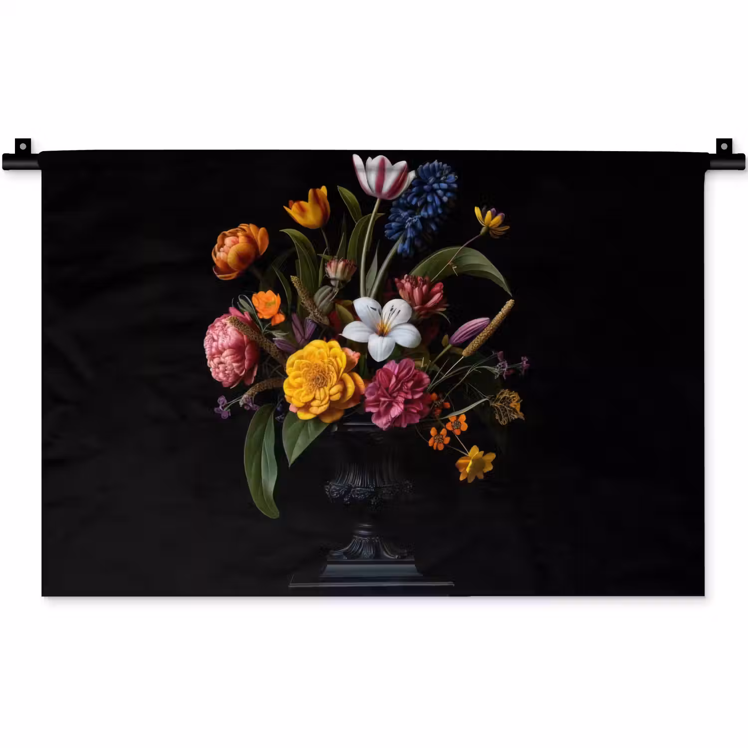 Lente - Bloemen - Klassiek - Vaas Wandkleed katoen klein -zz3d