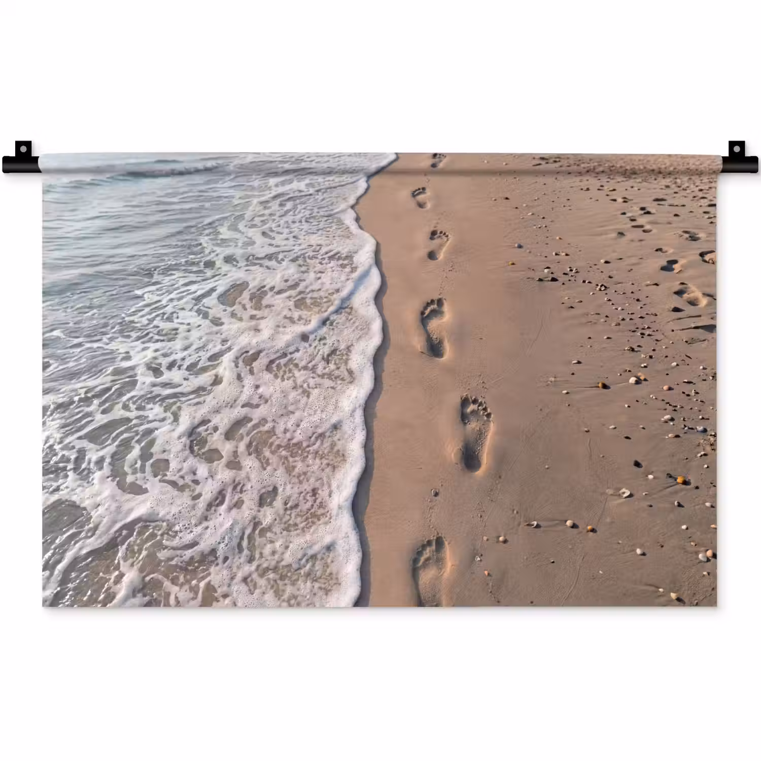 Voetstappen - Vloedlijn - Zee Wandkleed katoen klein -zz3d