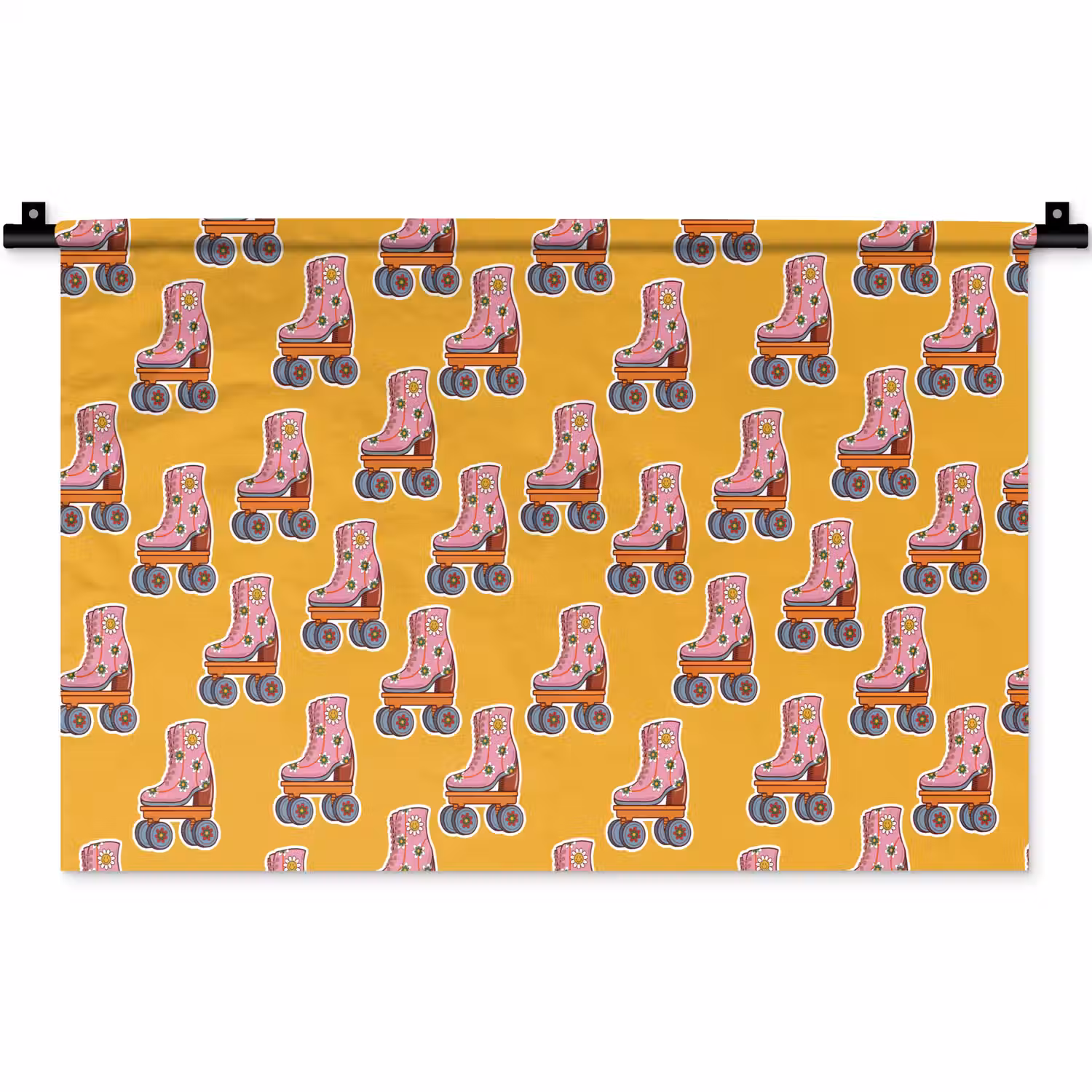 Geel - Rolschaatsen - Patroon Wandkleed katoen klein 269 -zz3d