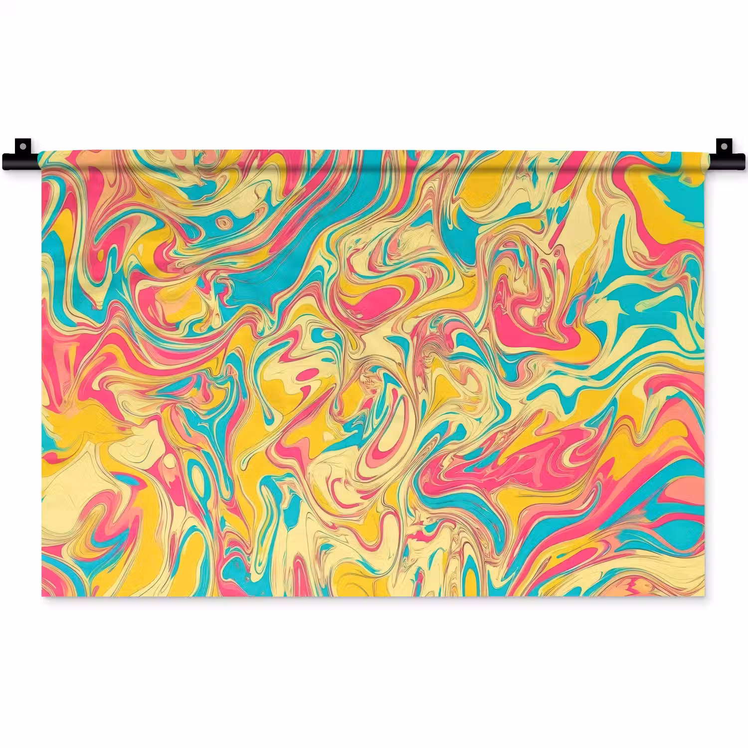 Geel - Roze - Blauw - Retro Wandkleed katoen klein -zz3d
