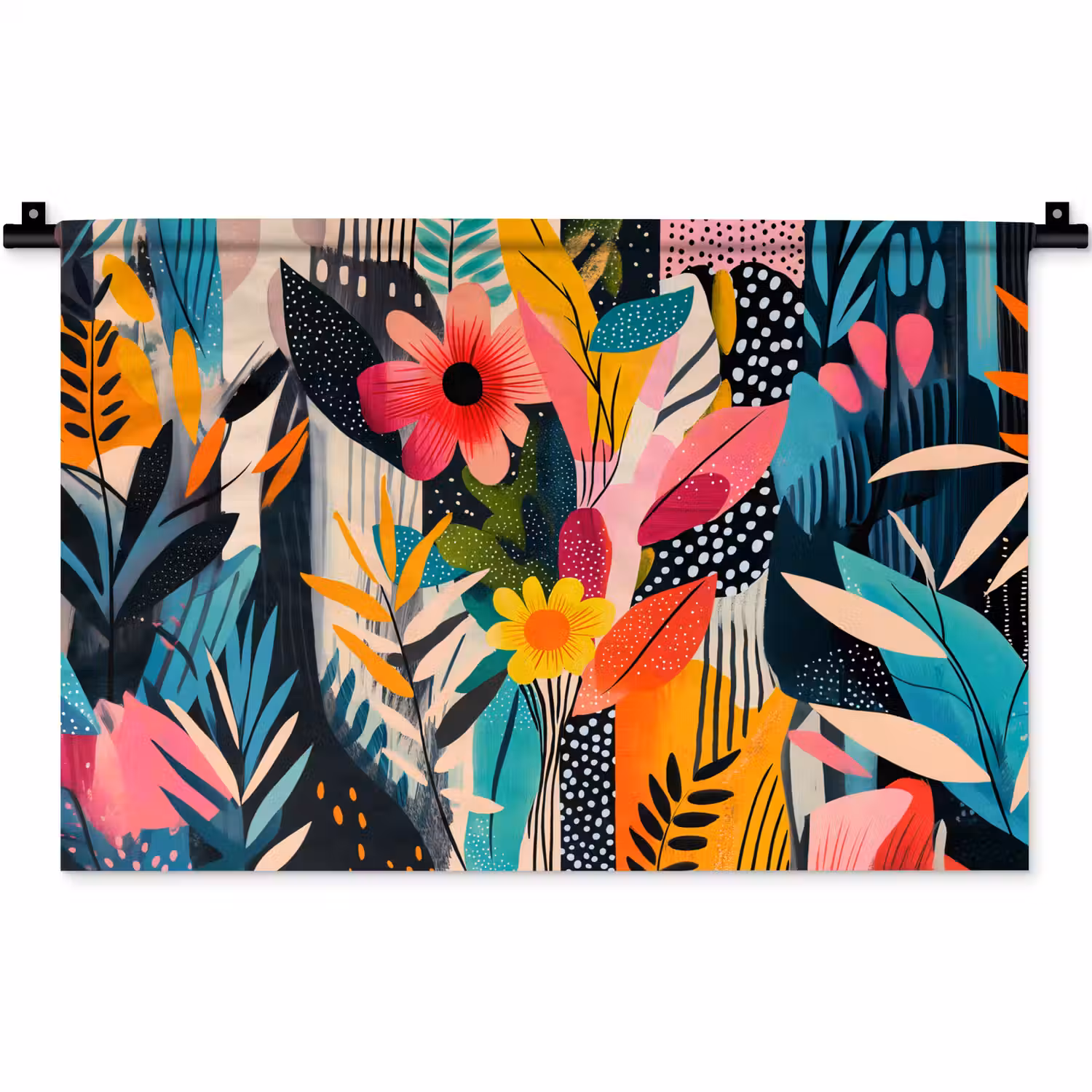 Schilderij - Abstract - Bloemen - Roze Wandkleed katoen klein -zz3d