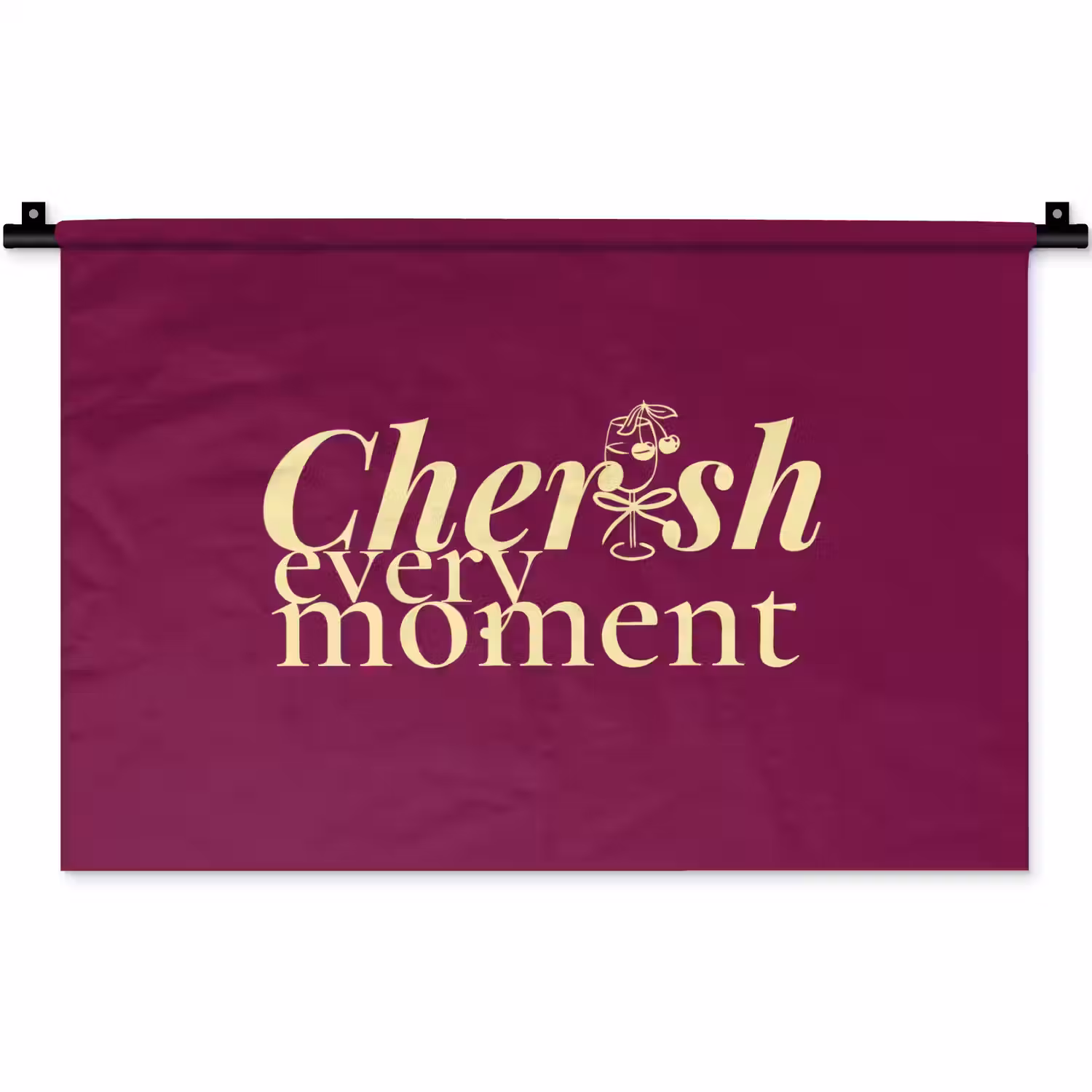 Cherish every moment - Cocktailglas - Bordeaux Wandkleed katoen klein -zz3d
