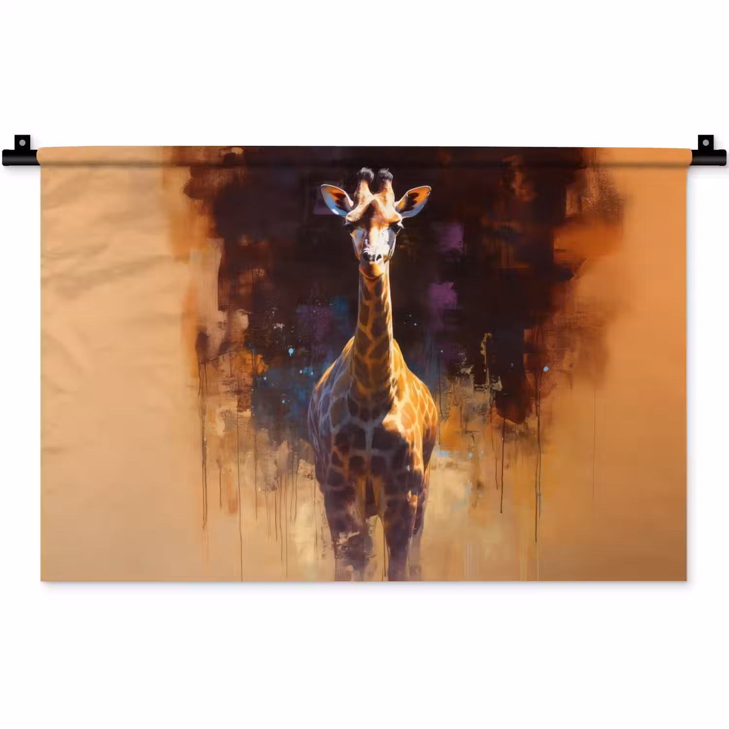 Giraf - Bruin - Abstract - Geschilderd Wandkleed katoen klein -zz3d