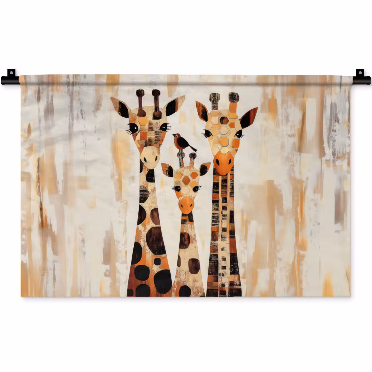Giraffen - Cartoon - Crème Wandkleed katoen klein -zz3d