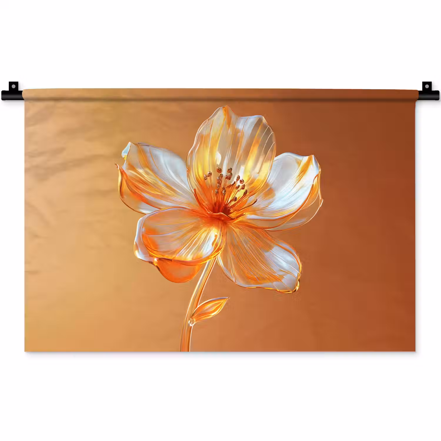 Glazen - Bloem - Oranje Wandkleed katoen klein -zz3d