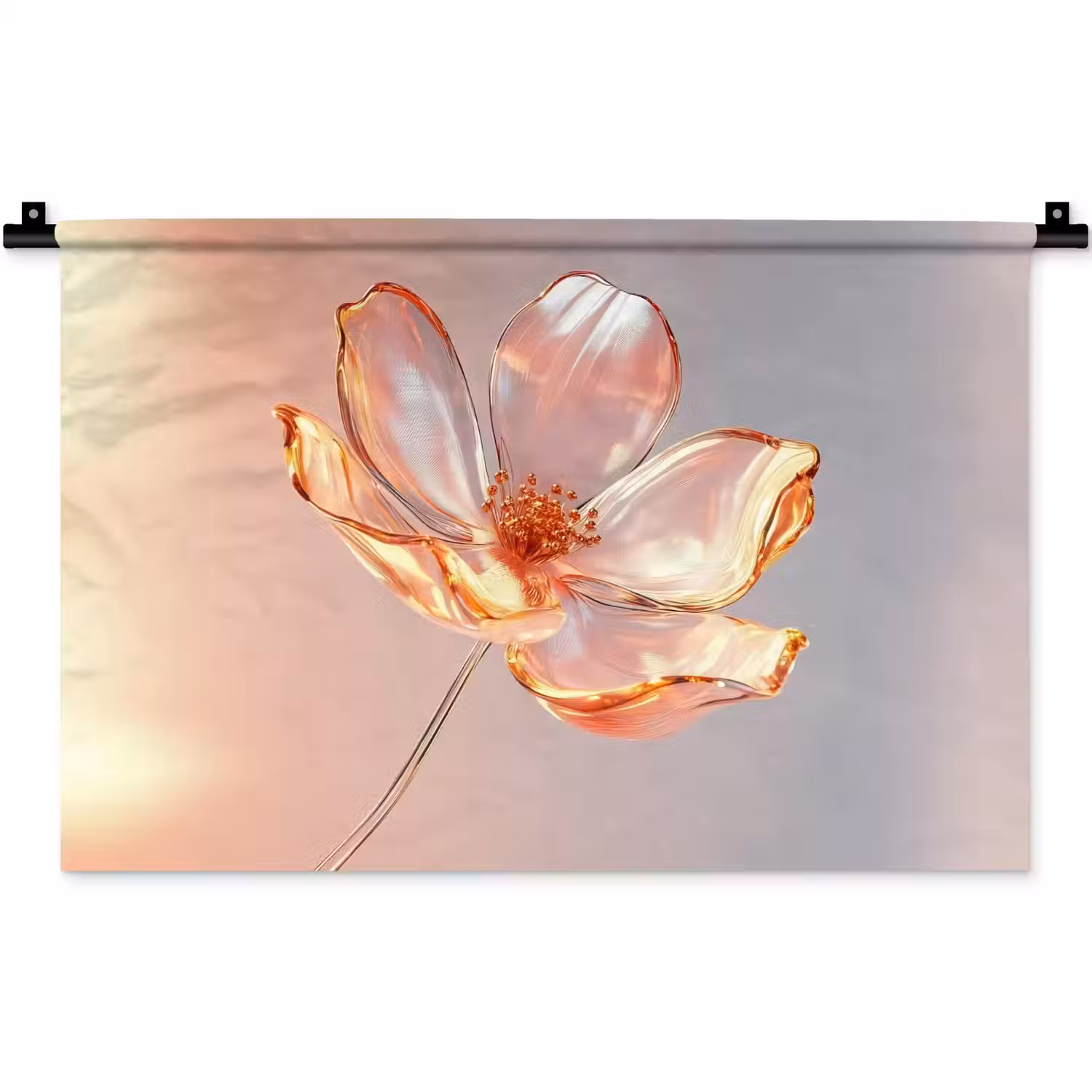 Glazen - Bloem - Roze Wandkleed katoen klein -zz3d