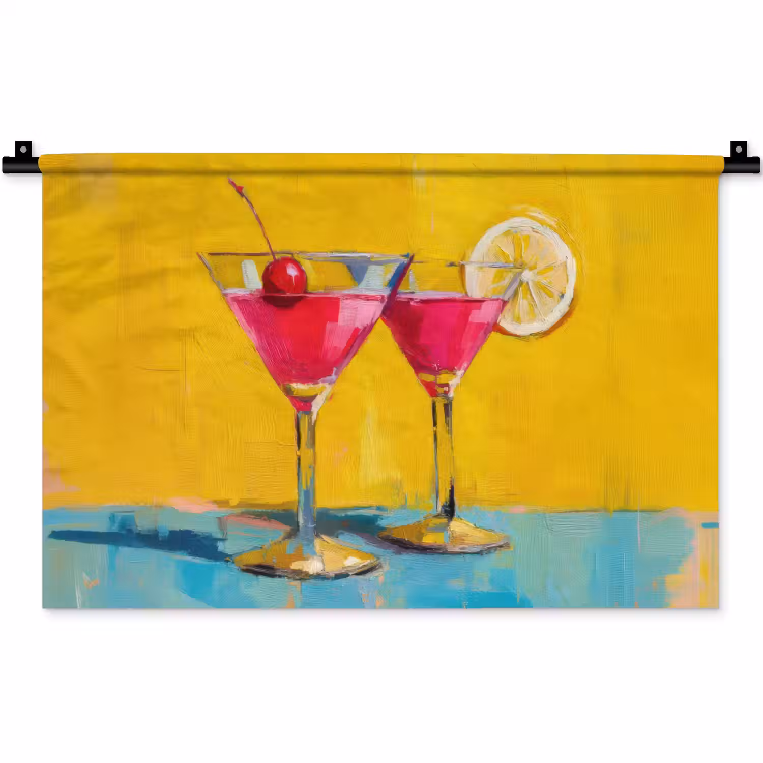 Glazen - Cocktail - Citroen - Kers Wandkleed katoen klein -zz3d