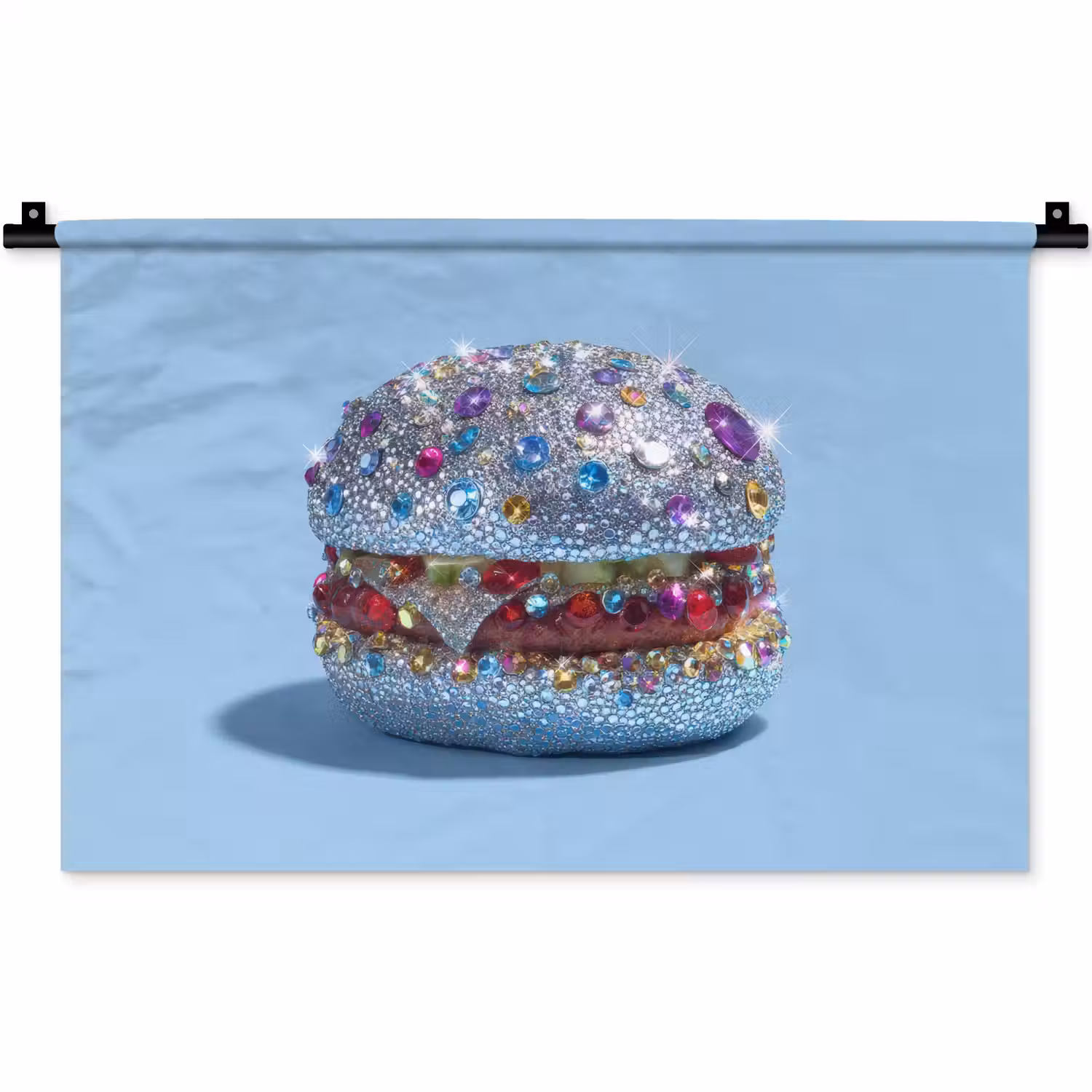 Glitters - Hamburger - Blauw Wandkleed katoen klein -zz3d
