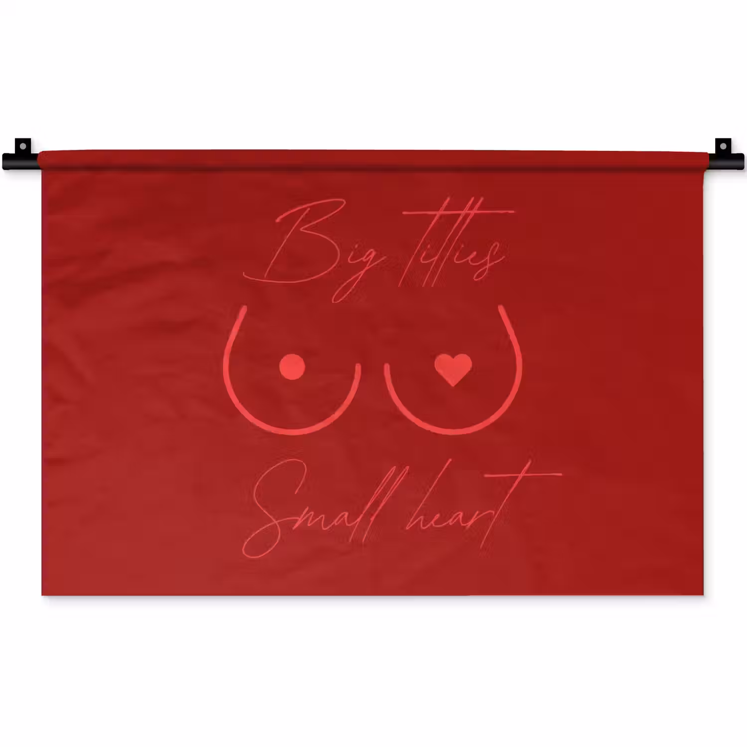 Big titties small heart - Rood - Hart Wandkleed katoen klein -zz3d