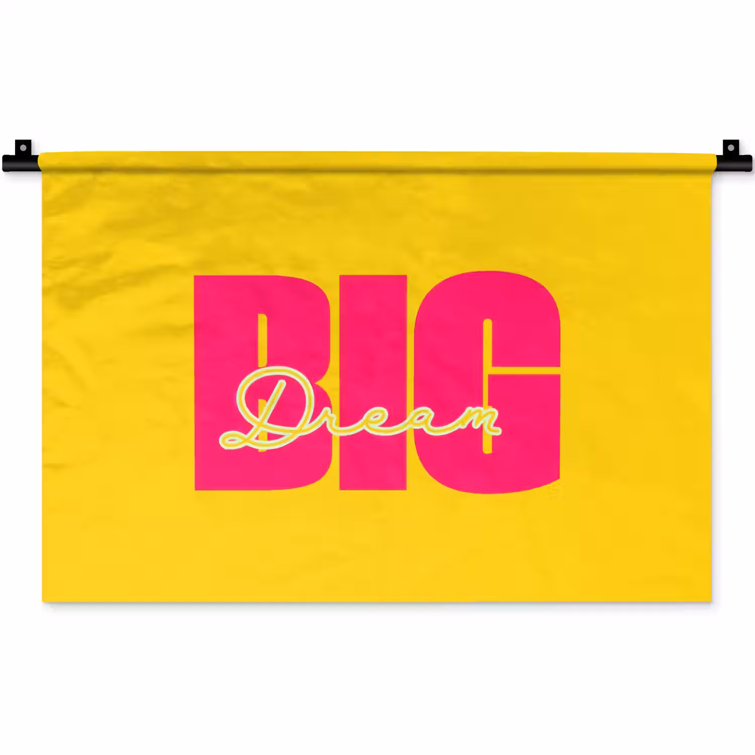 Dream big - Geel - Roze Wandkleed katoen klein -zz3d