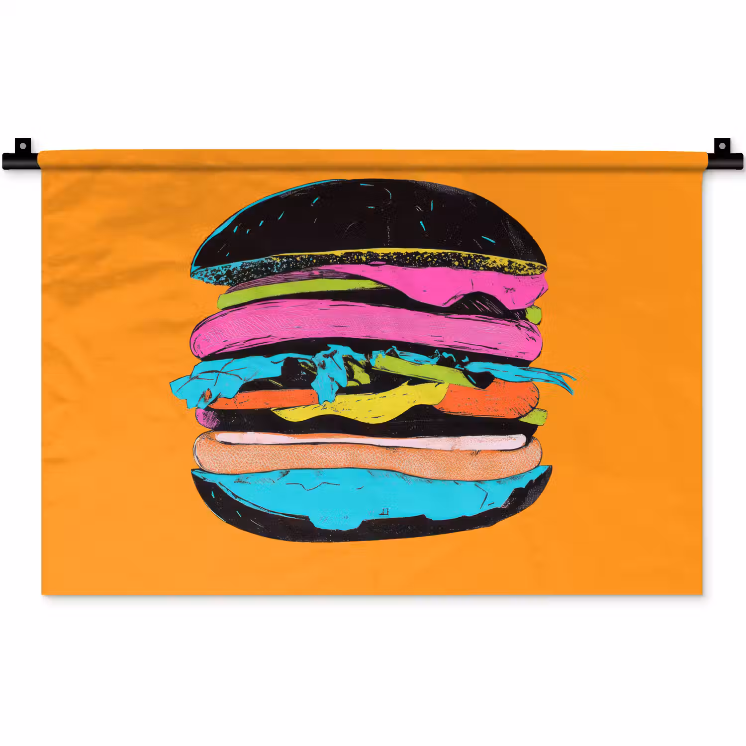 Hamburger - Kleurrijk - Speels Wandkleed katoen klein -zz3d