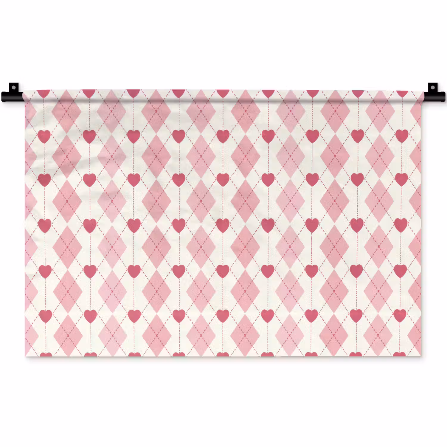 Ruiten - Klassiek - Roze - Wit Wandkleed katoen klein 269 -zz3d