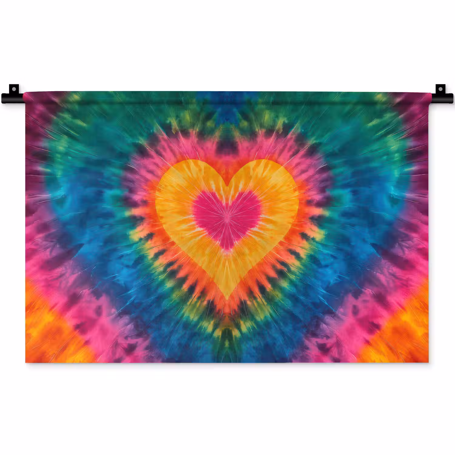 Hart - Tie Dye - Kleurrijk Wandkleed katoen klein -zz3d