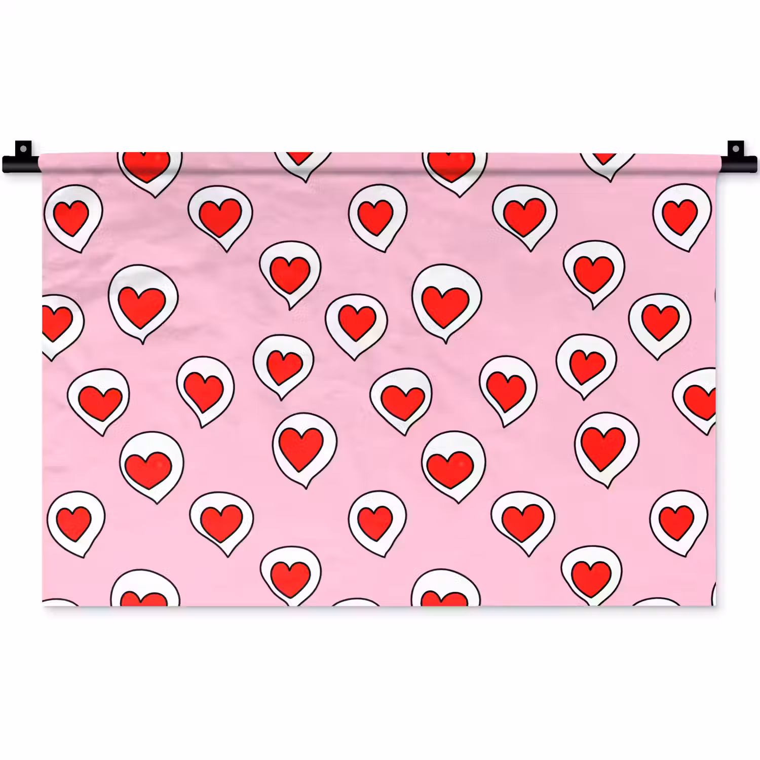 Hartjes - Patroon - Rood Wandkleed katoen klein 269 -zz3d