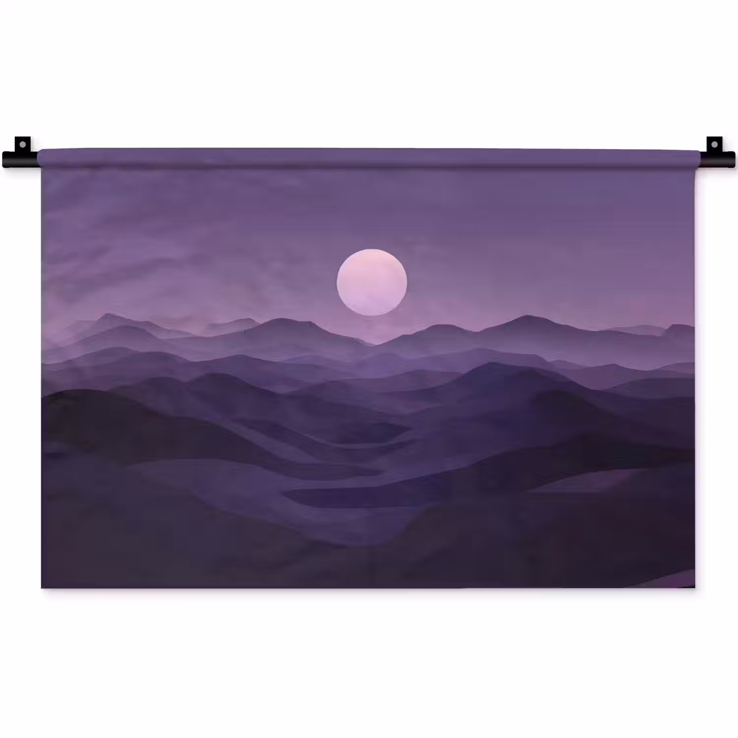 Heuvels - Paars - Mist - Zon Wandkleed katoen klein -zz3d