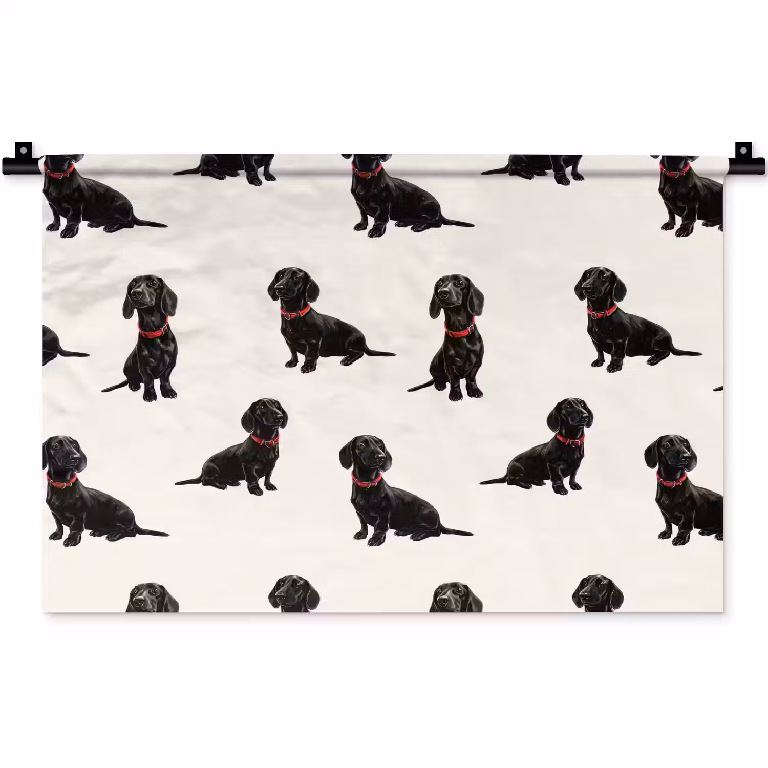 Hond - Patroon - Zwart Wandkleed katoen klein 269 -zz3d