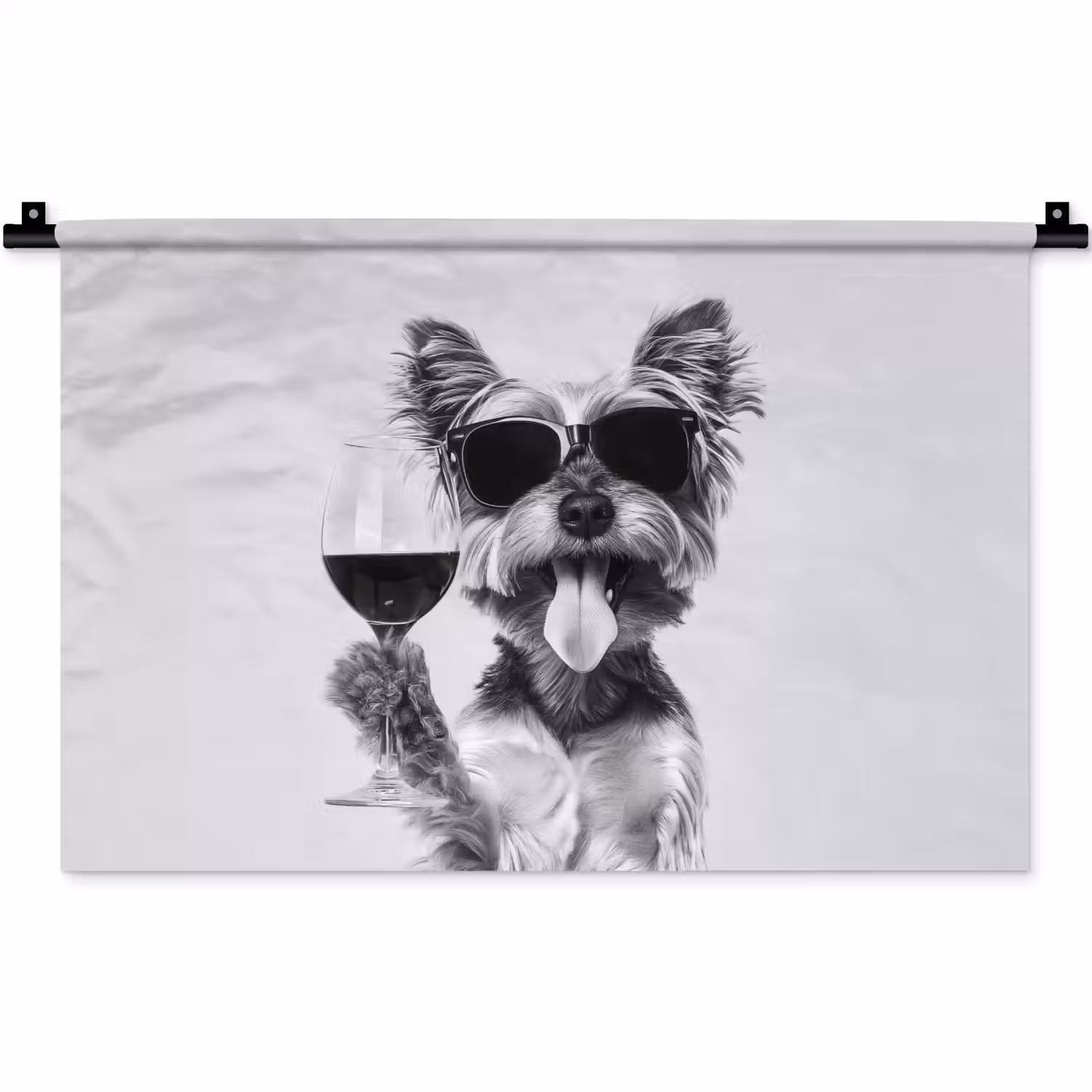 Hondje - Wijnglas - Zonnebril - Enthousiast Wandkleed katoen klein -zz3d