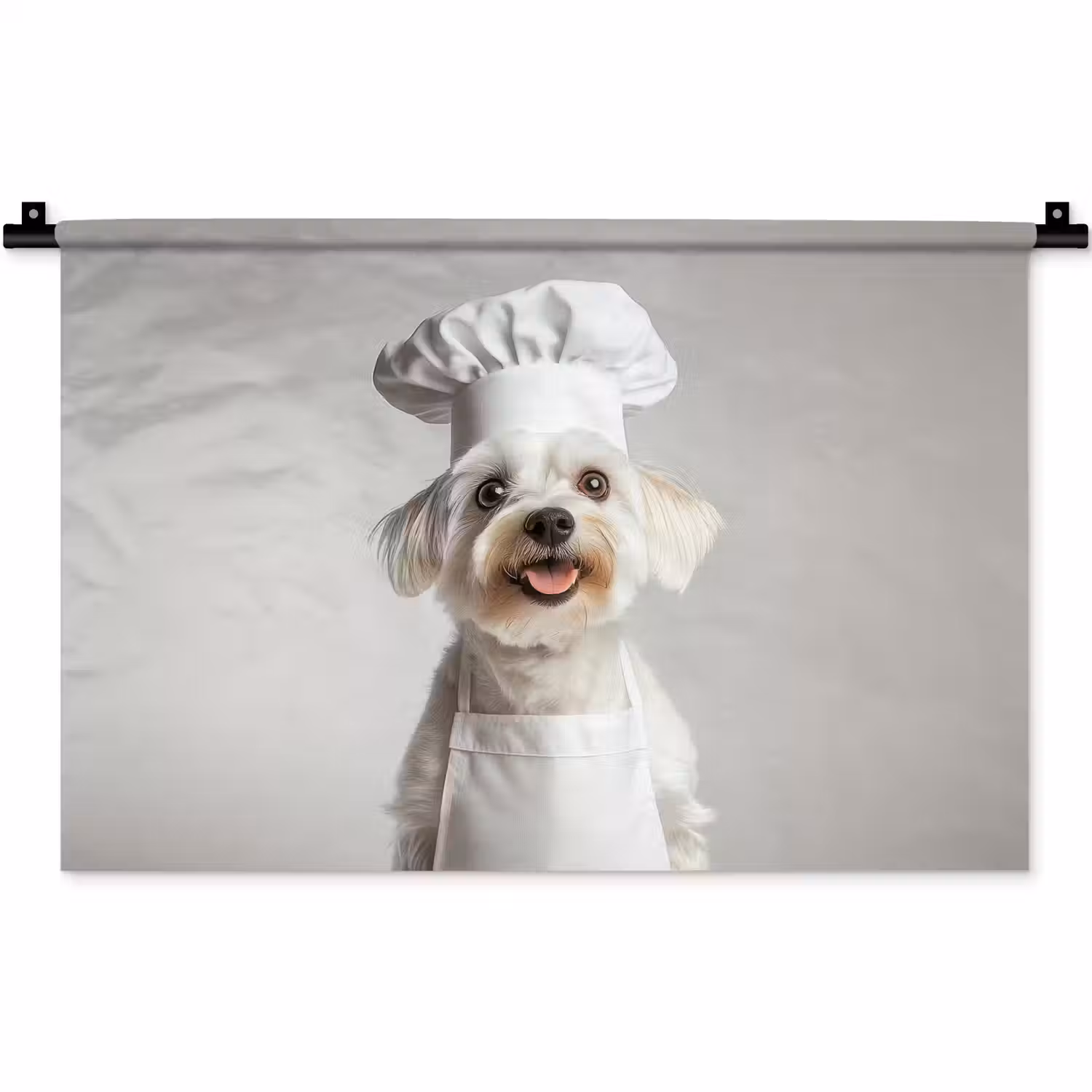 Hond - Wit - Kok Wandkleed katoen klein -zz3d