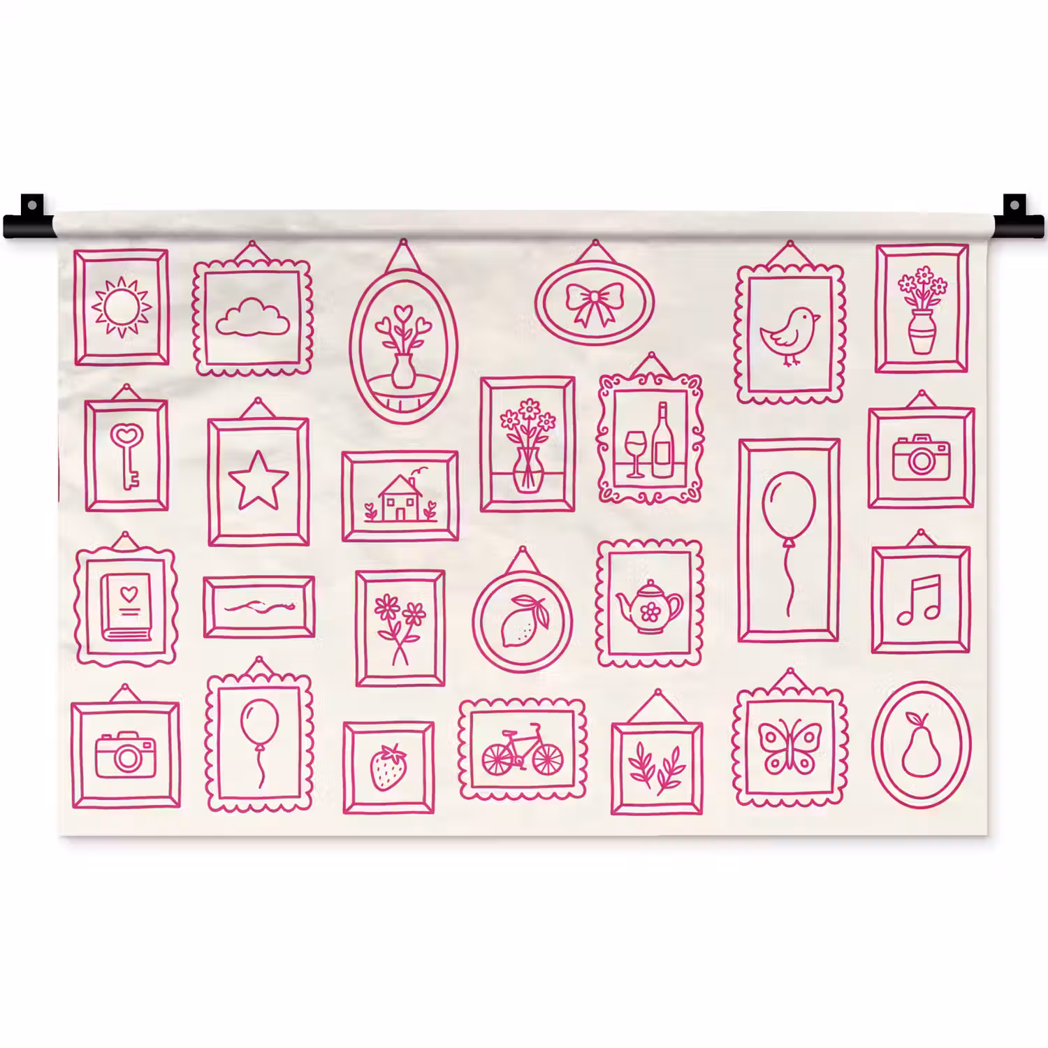 Illustratie - Collectie - Kunst - Minimalistisch - Roze Wandkleed katoen klein -zz3d