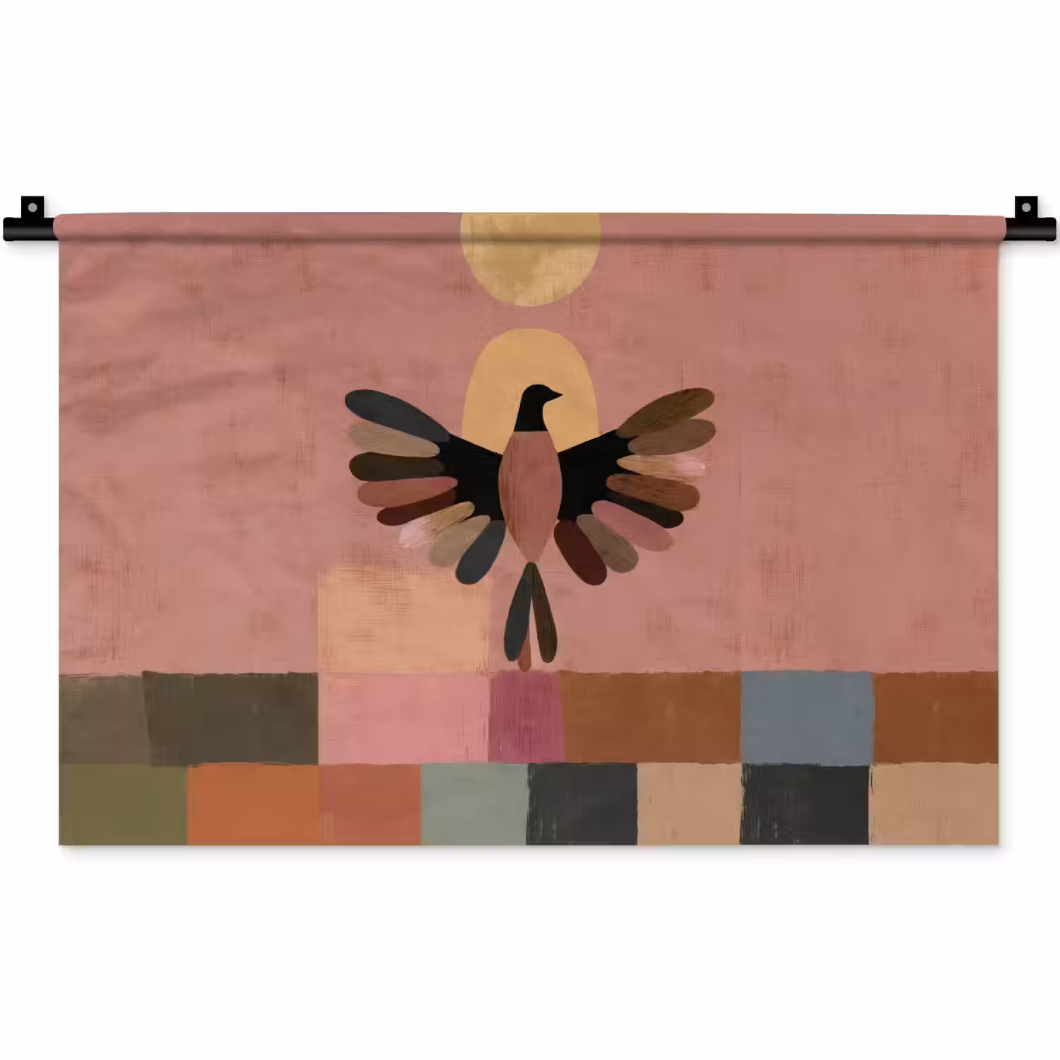 Illustratie - Vogel - Vlakken - Kleurrijk Wandkleed katoen klein -zz3d