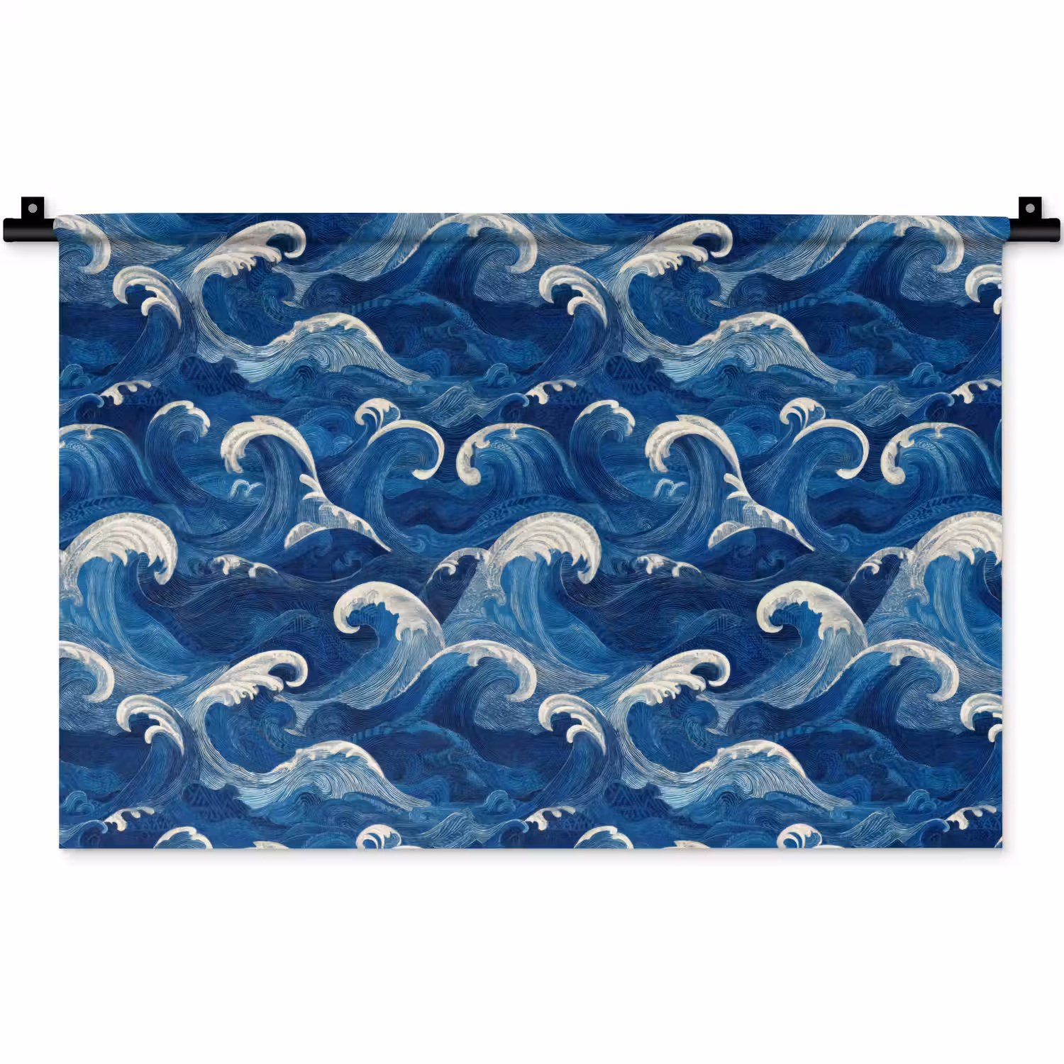 Japans - Oceaan - Golven - Blauw Wandkleed katoen klein 269 -zz3d