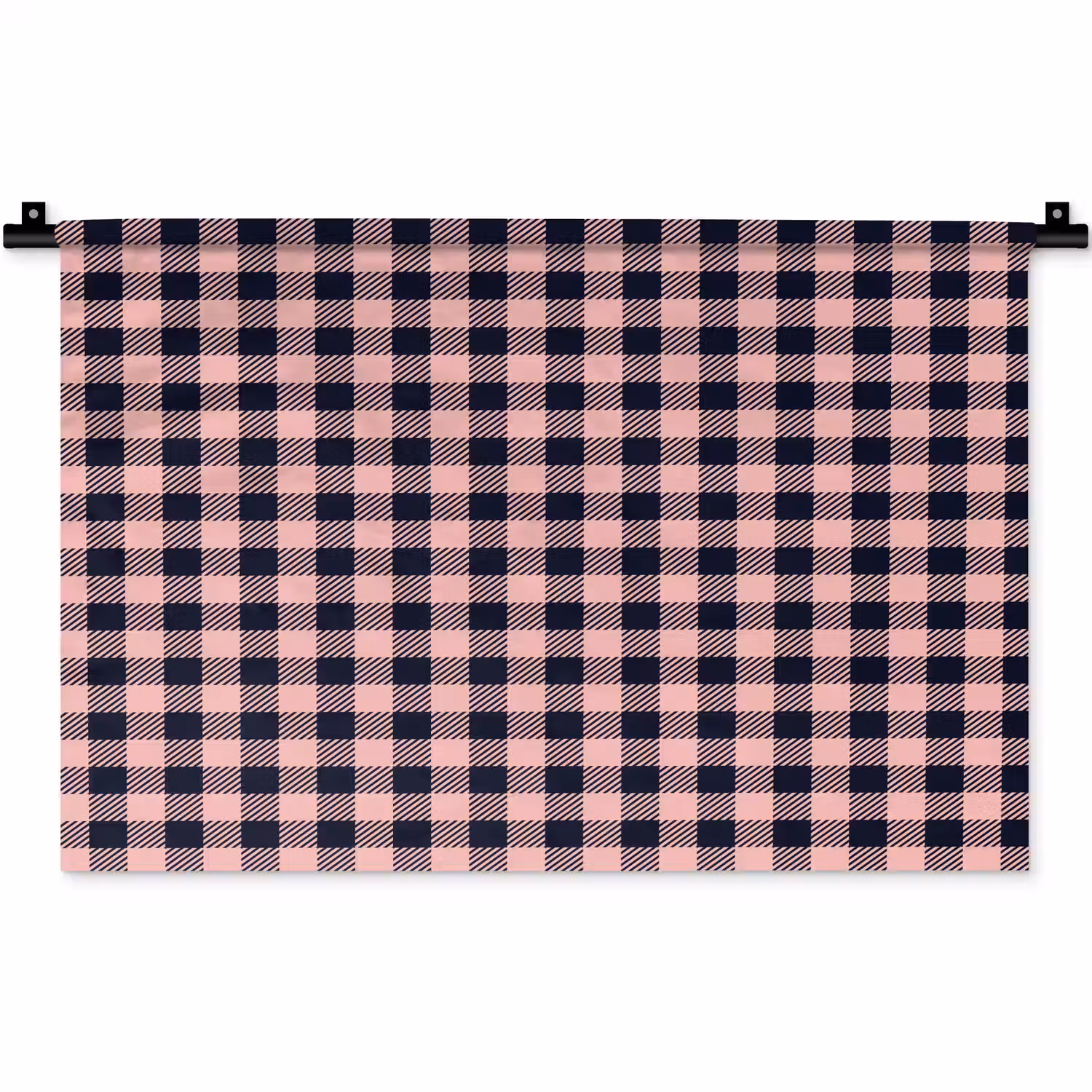 Plaid - Patroon - Roze - Zwart Wandkleed katoen klein 269 -zz3d