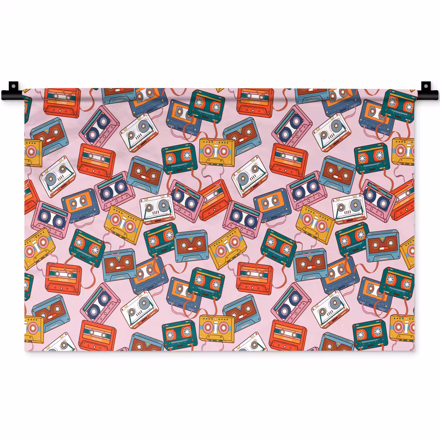 Cassette - Patroon - Roze Wandkleed katoen klein 269 -zz3d