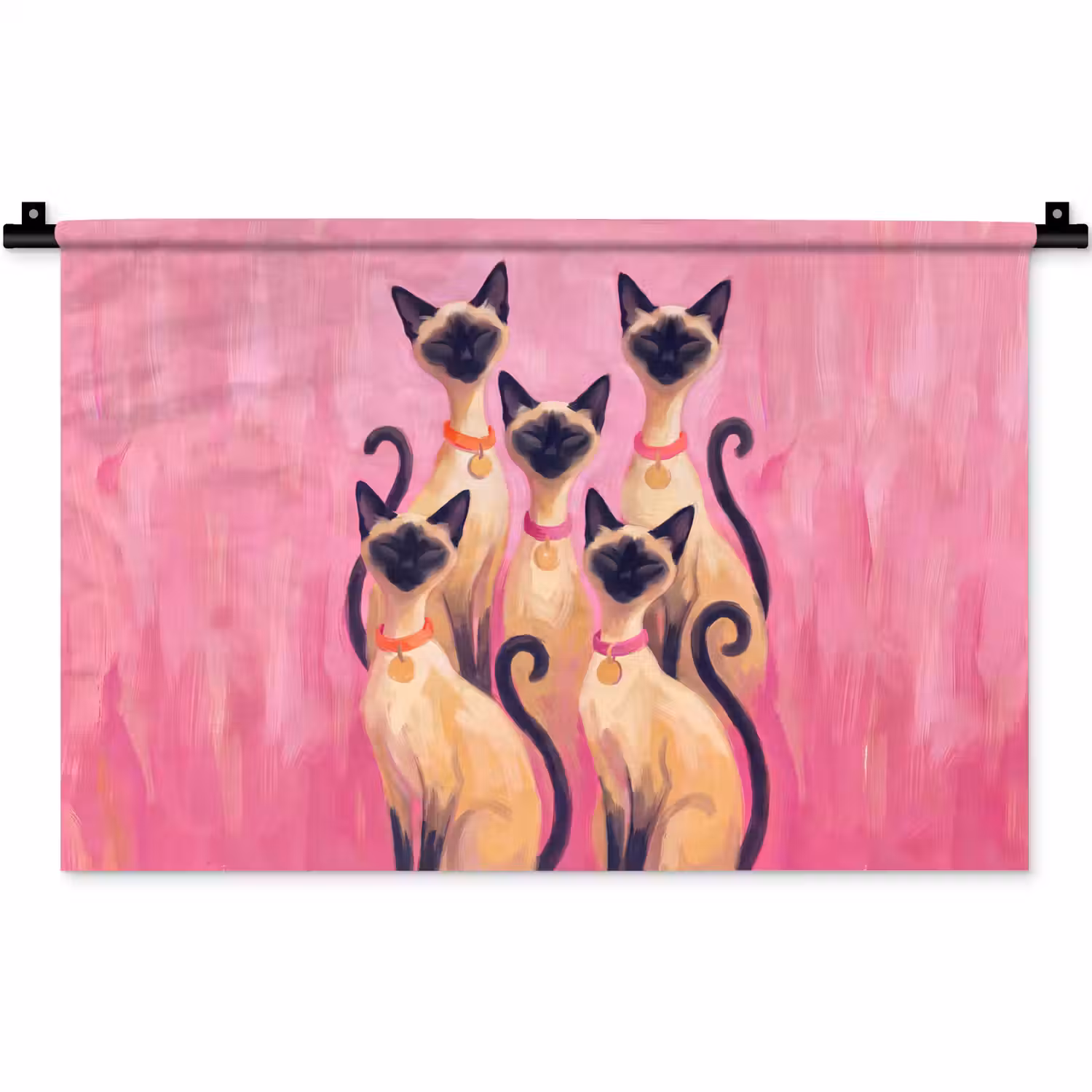 Kat - Groep - Dieren - Modern - Roze Wandkleed katoen klein -zz3d