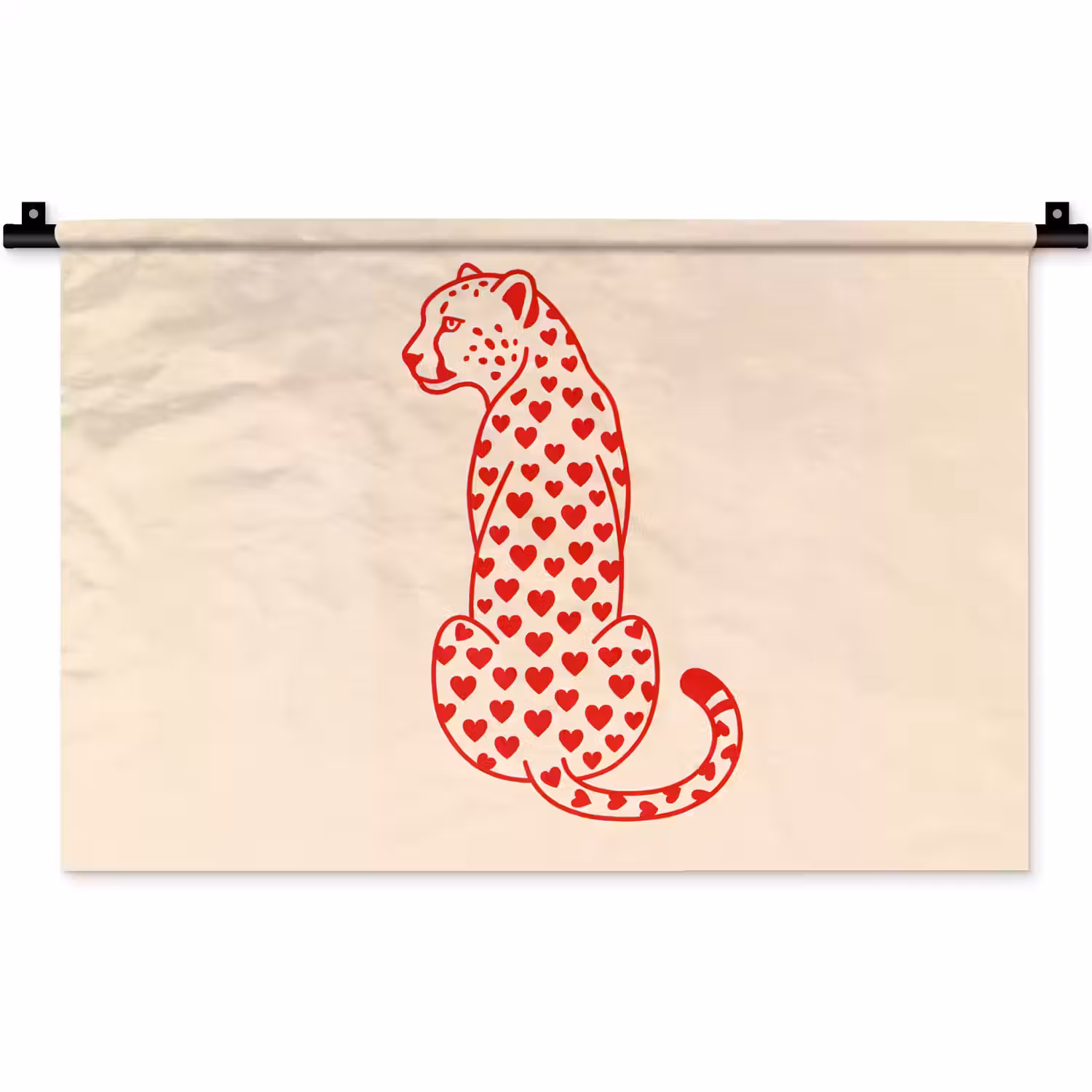 Kat - Harten - Dieren - Modern - Rood Wandkleed katoen klein -zz3d