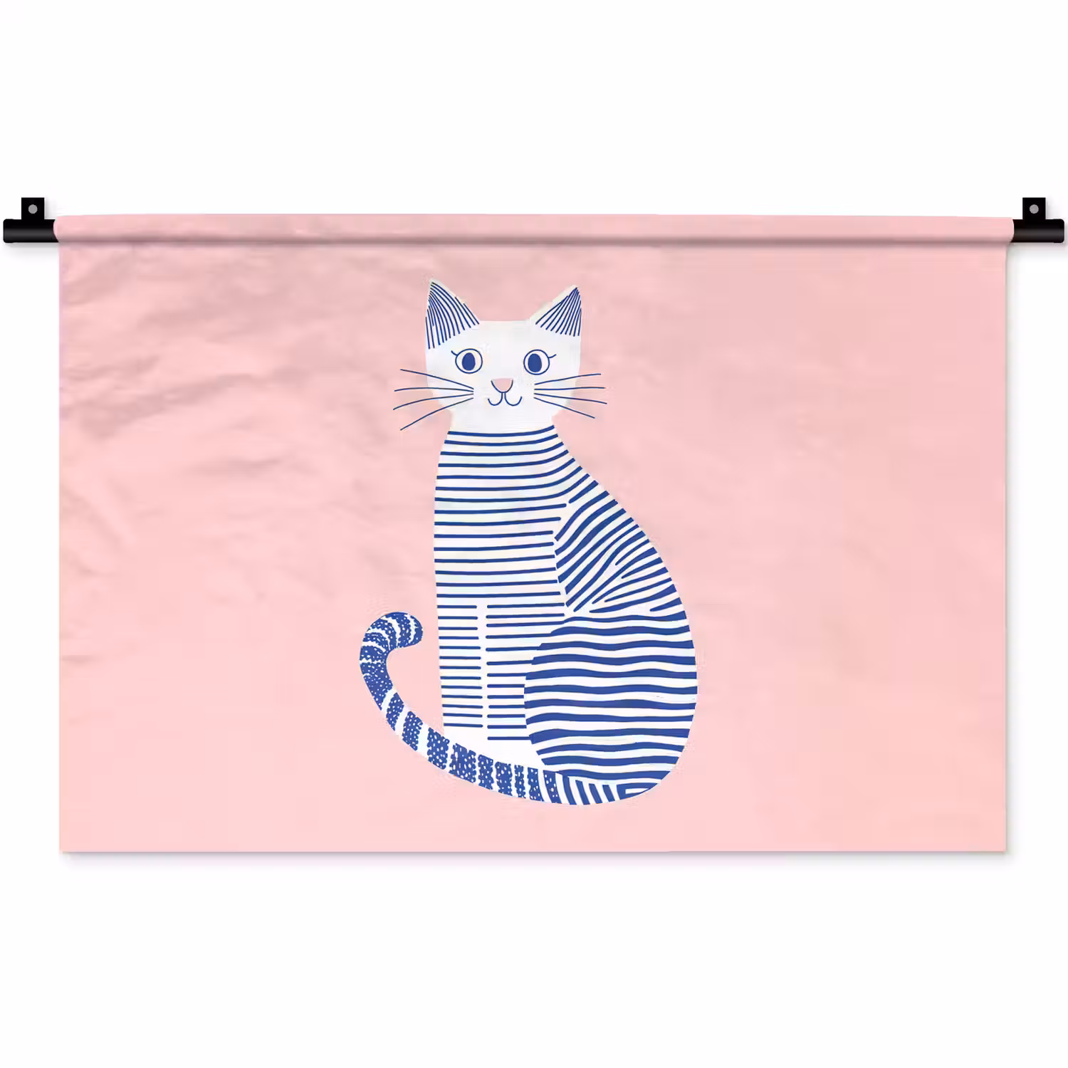 Kat - Illustratie - Minimalistisch - Roze Wandkleed katoen klein -zz3d