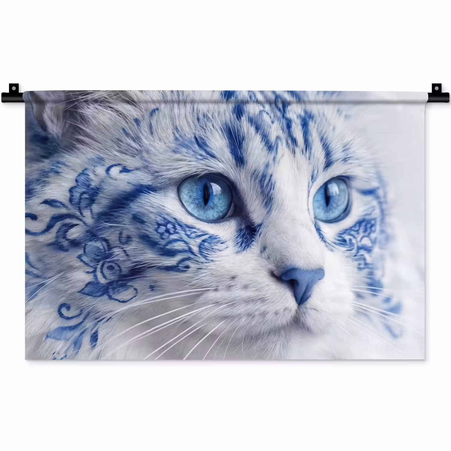Kat - Patroon - Blauw Wandkleed katoen klein -zz3d