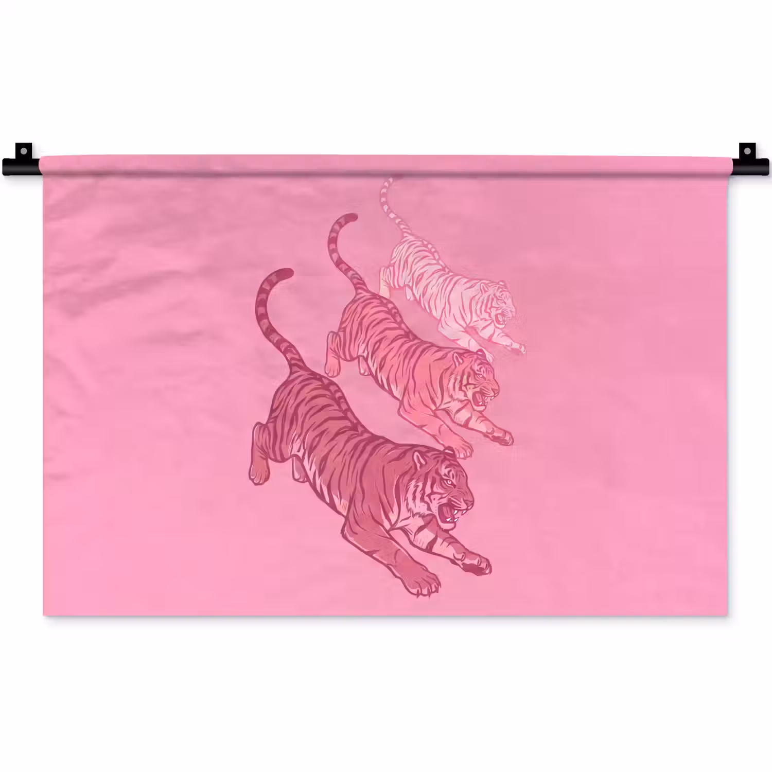 Kat - Springend - Dieren - Roze - Modern Wandkleed katoen klein -zz3d