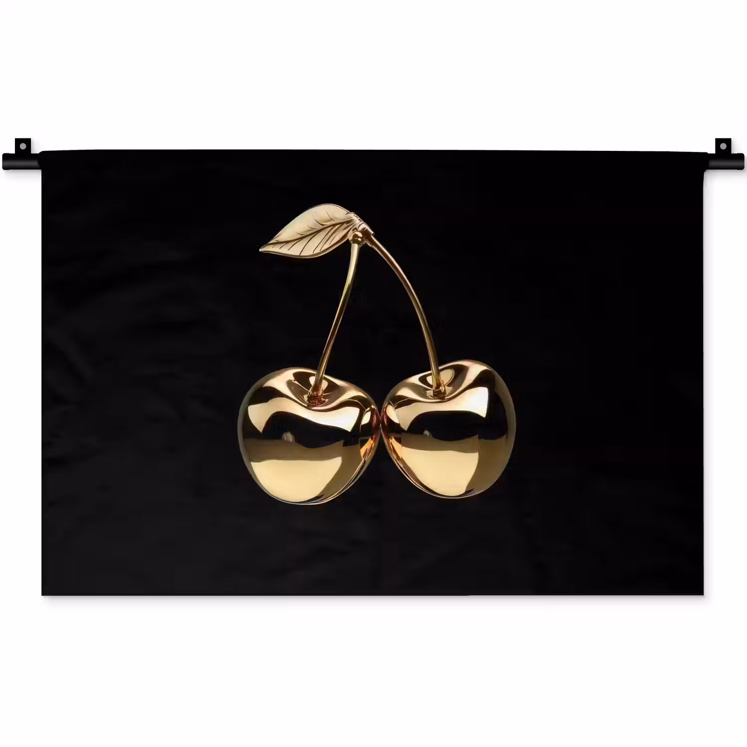 Kersen - Zwart - Goud - Chrome Wandkleed katoen klein -zz3d