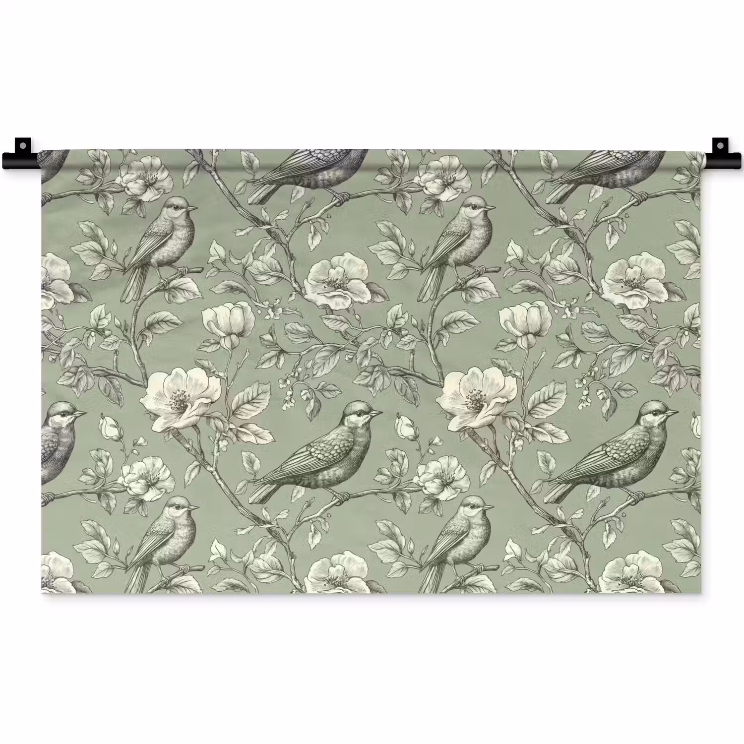 Klassiek - Botanisch - Groen Wandkleed katoen klein 269 -zz3d