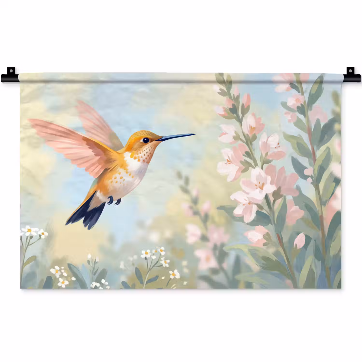 Kolibrie - Illustratie - Kleurrijk Wandkleed katoen klein -zz3d