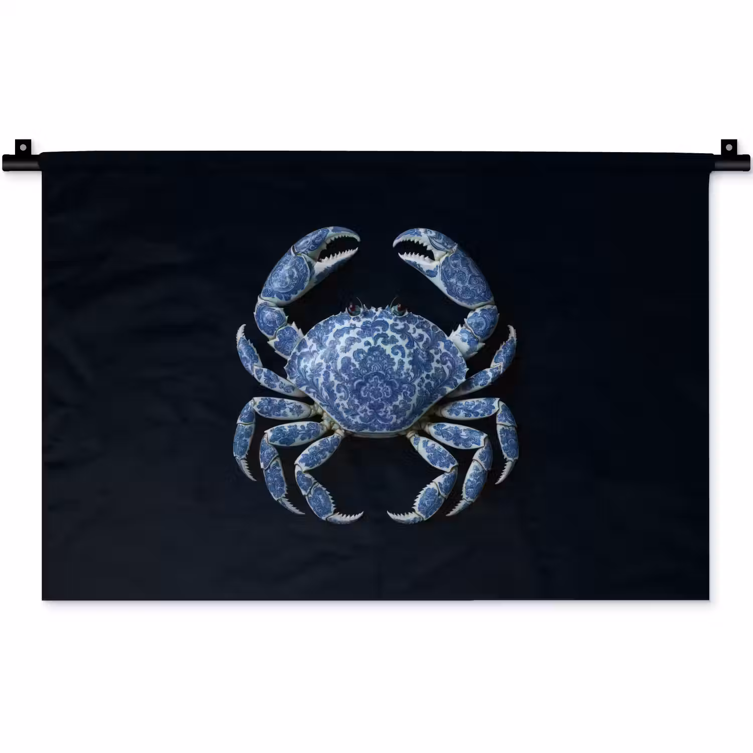 Krab - Delfts blauw - Dieren Wandkleed katoen klein -zz3d