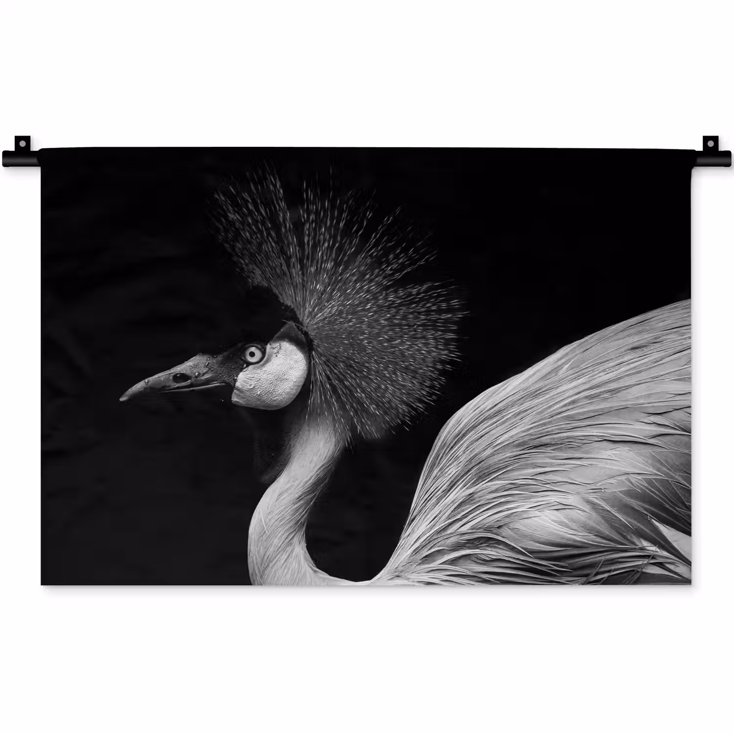 Kraanvogel - Zwart - Wit - Vogel - Dieren Wandkleed katoen klein -zz3d