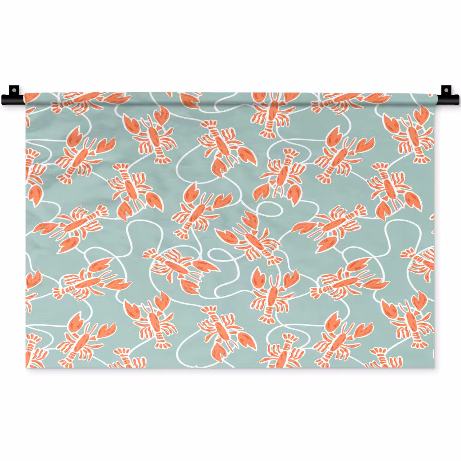 Zee - Kreeft - Groen - Oranje Wandkleed katoen klein 269 -zz3d