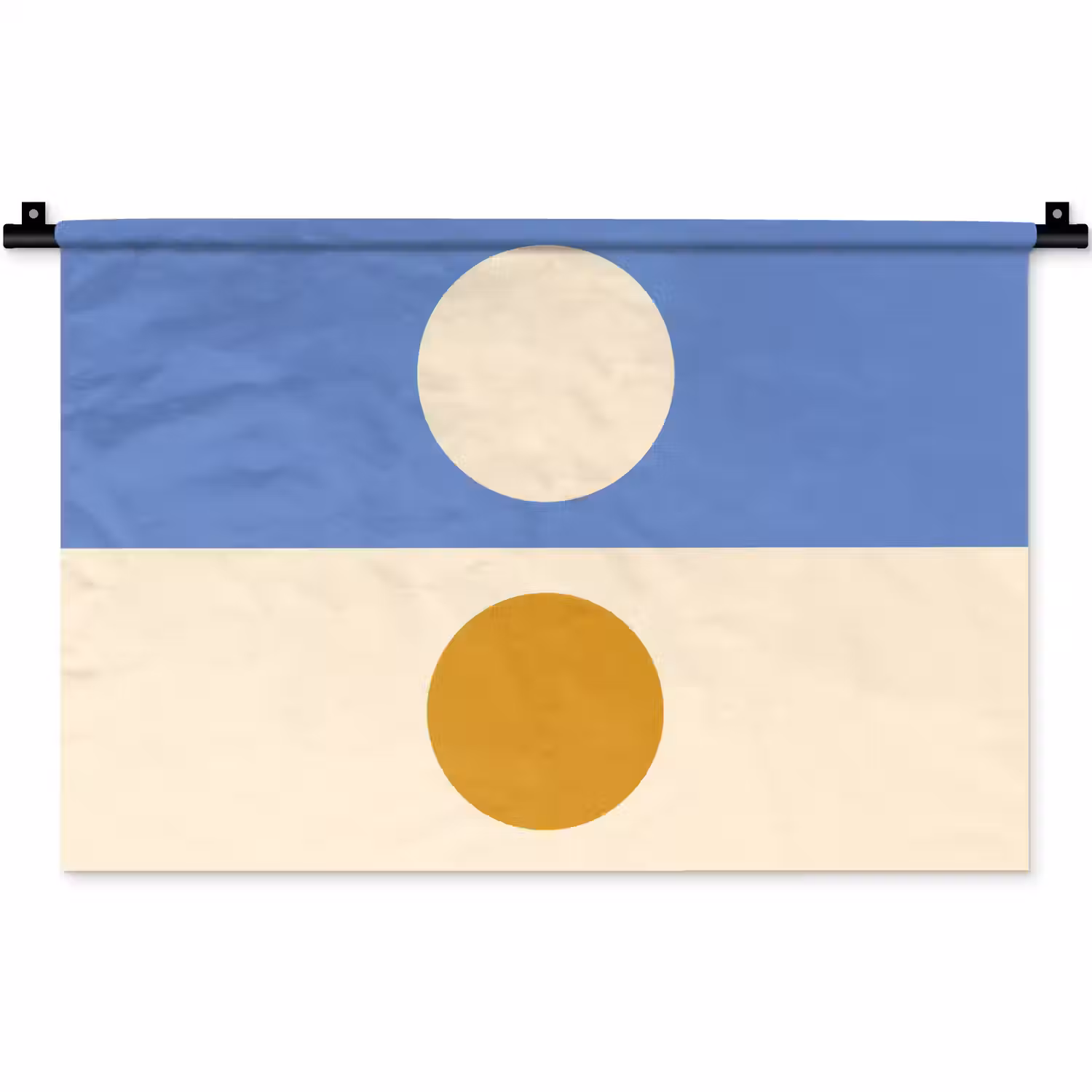 Cirkels - Symmetrisch - Wit - Blauw- Geel Wandkleed katoen klein -zz3d