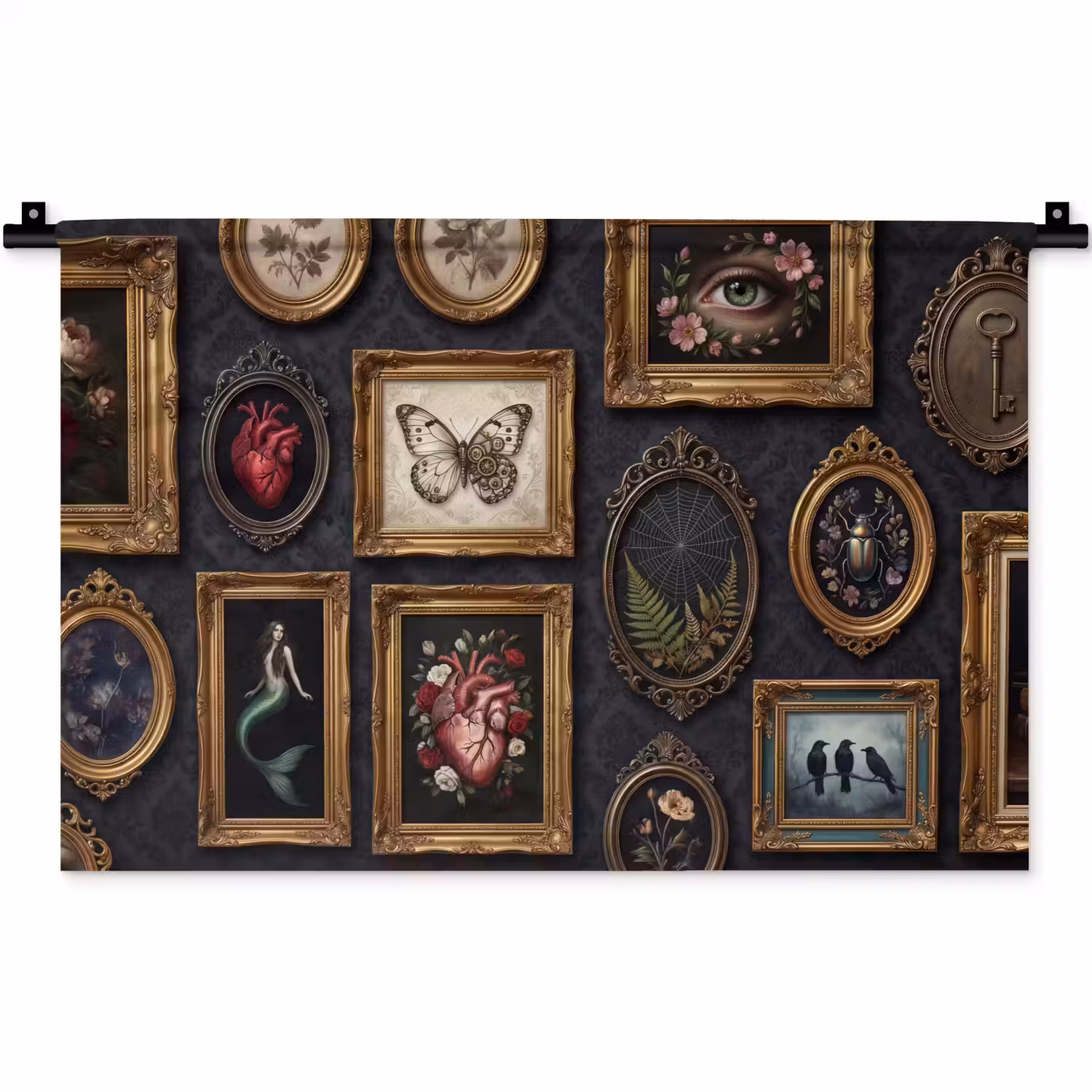 Kunst - Collectie - Vintage - Klassiek - Donker Wandkleed katoen klein -zz3d