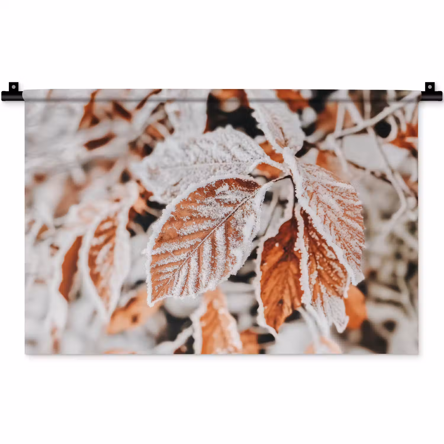 Bladeren - IJs - Winter - Natuur Wandkleed katoen klein -zz3d