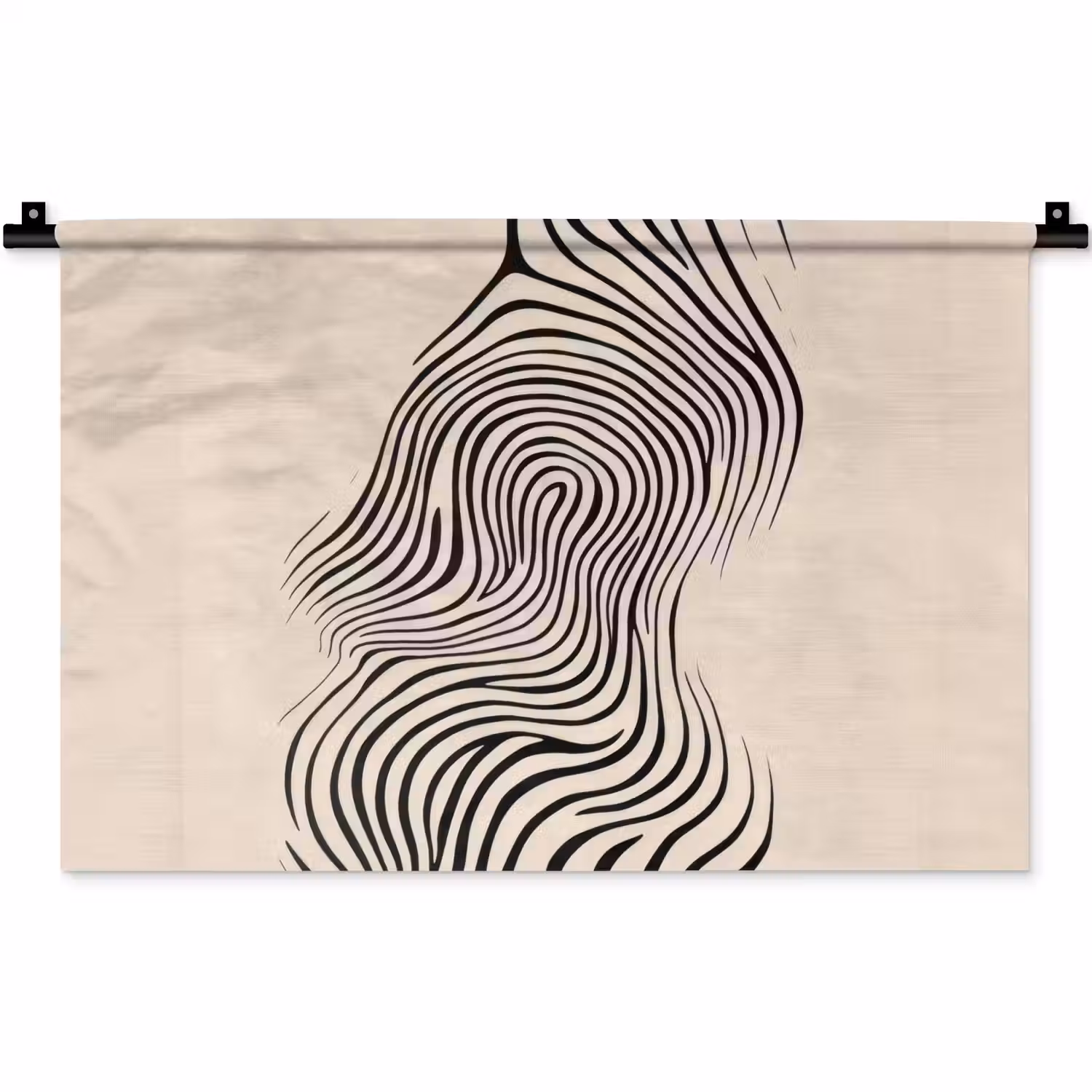 Lijnen - Abstract - Golvend - Zwart Wandkleed katoen klein -zz3d